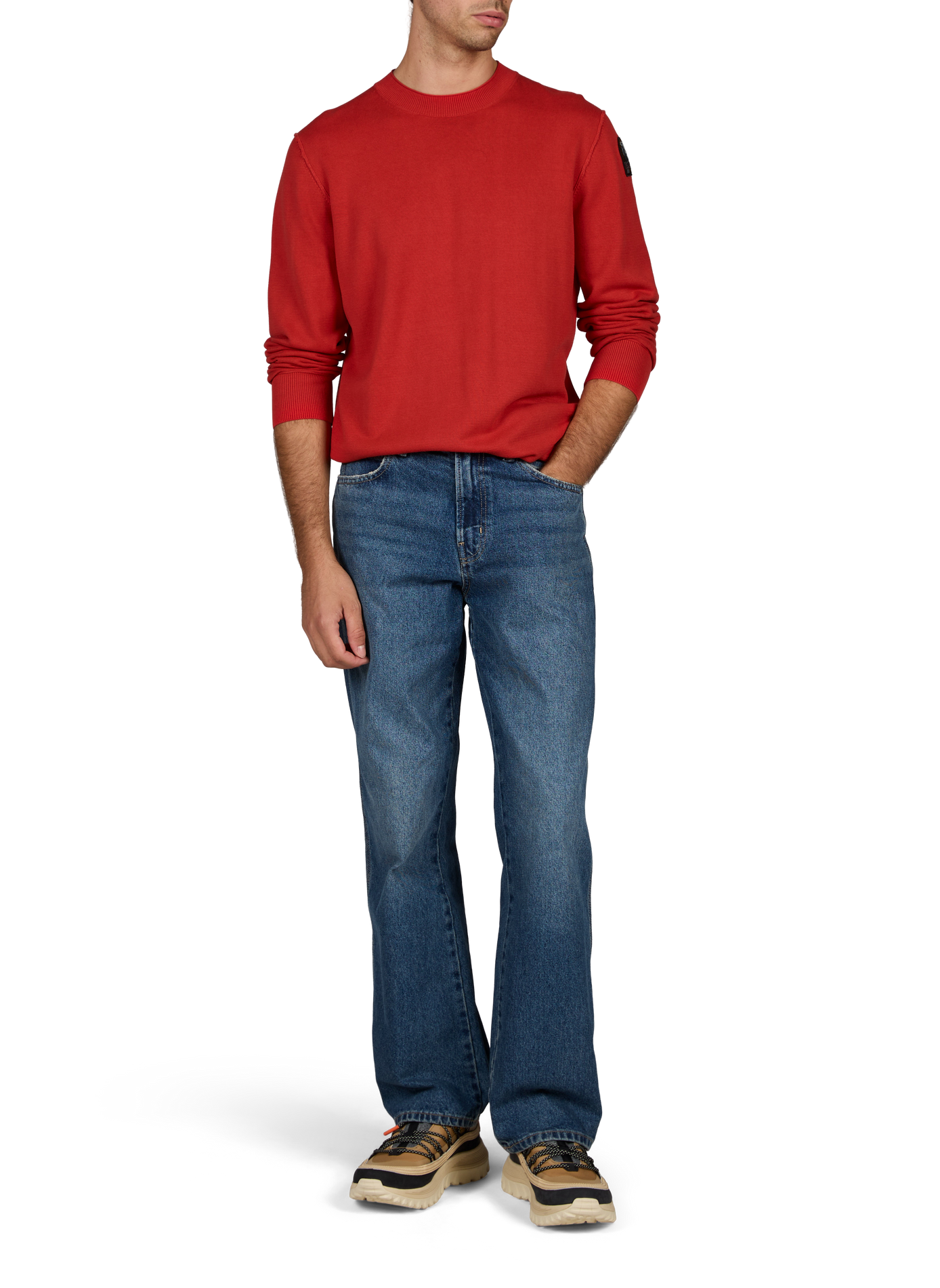 Straight round neck sweater in blended cotton PARAJUMPERS Red