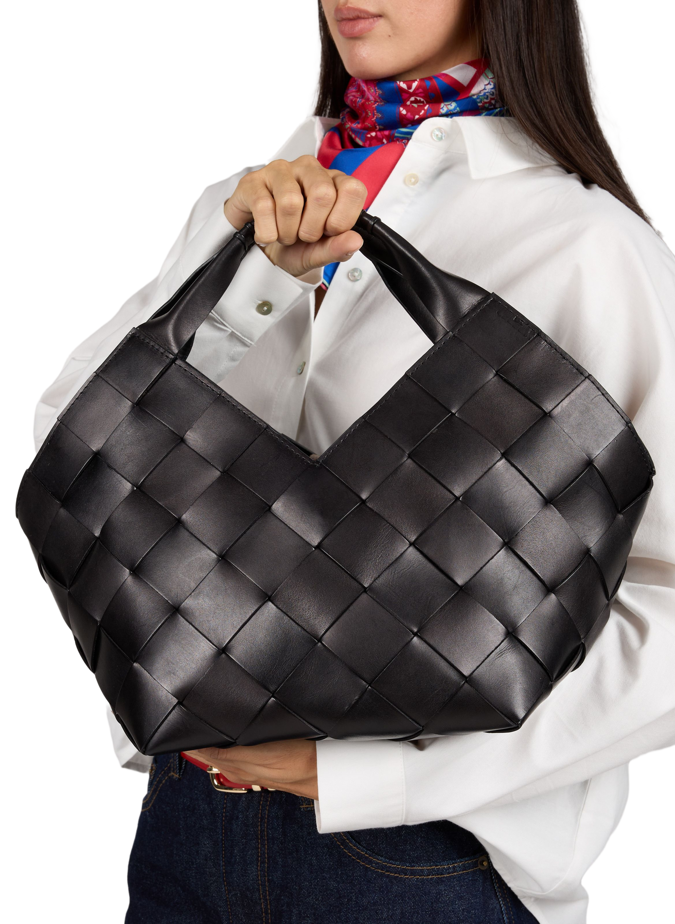 Einkaufstasche CASTELLO aus geflochtenem Leder DRAGON DIFFUSION Schwarz