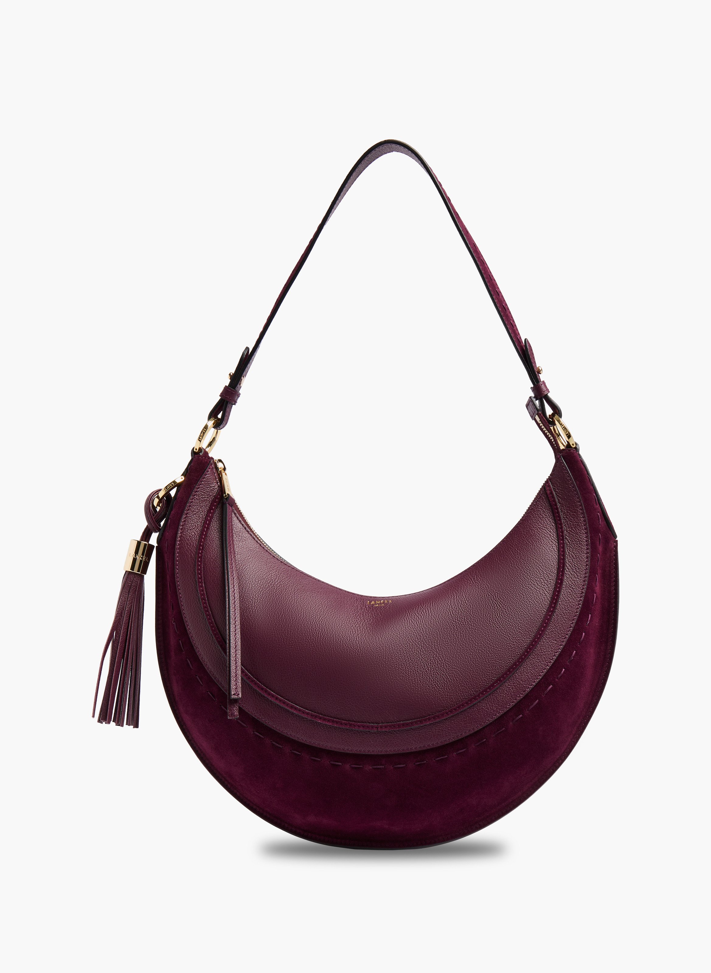 Sac hobo hoboheme de lancel en animation suede : cuirs de vachette suede & graine LANCEL Violet