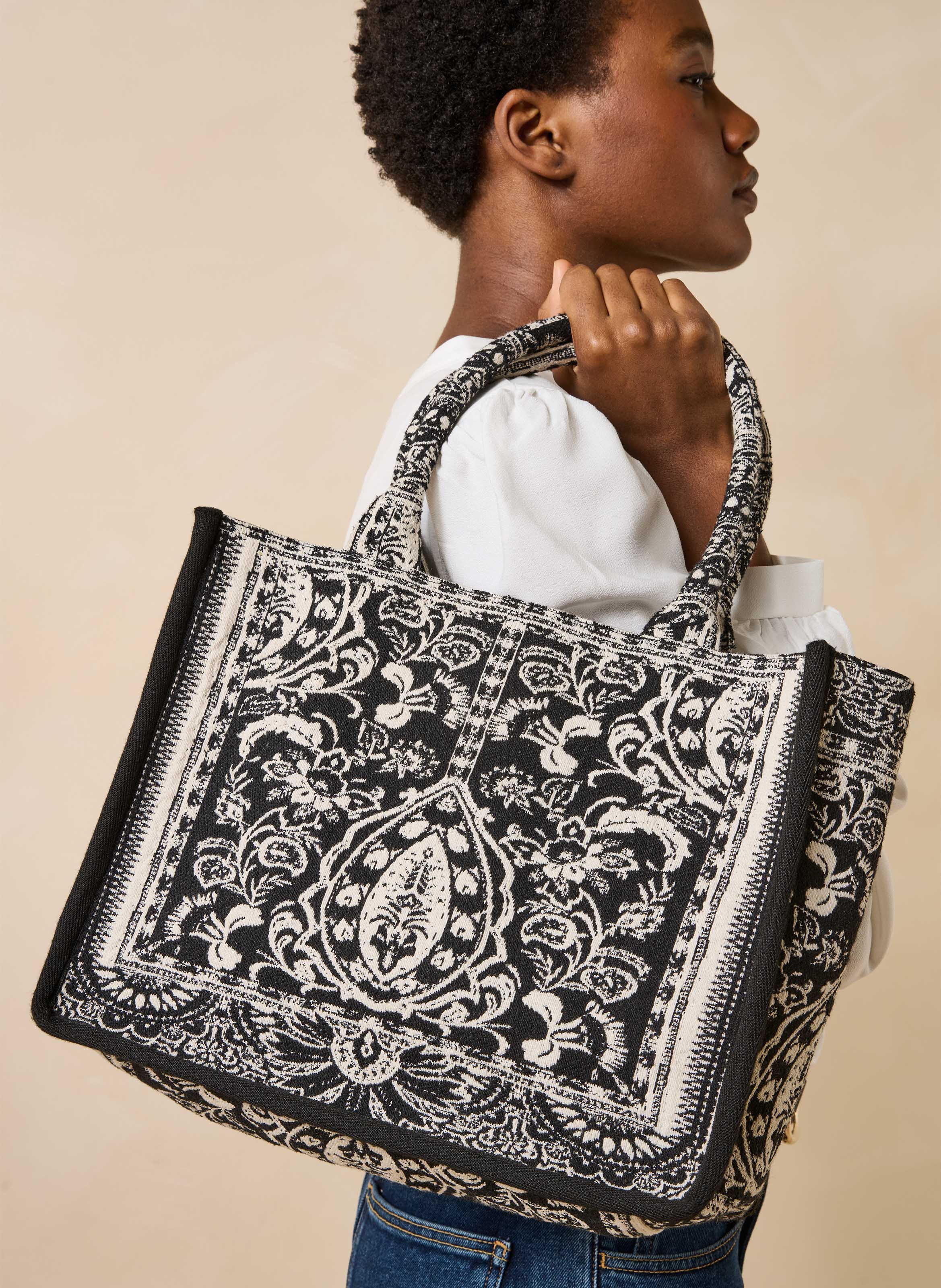 Jacquard shopper LA FEE MARABOUTEE Zwart