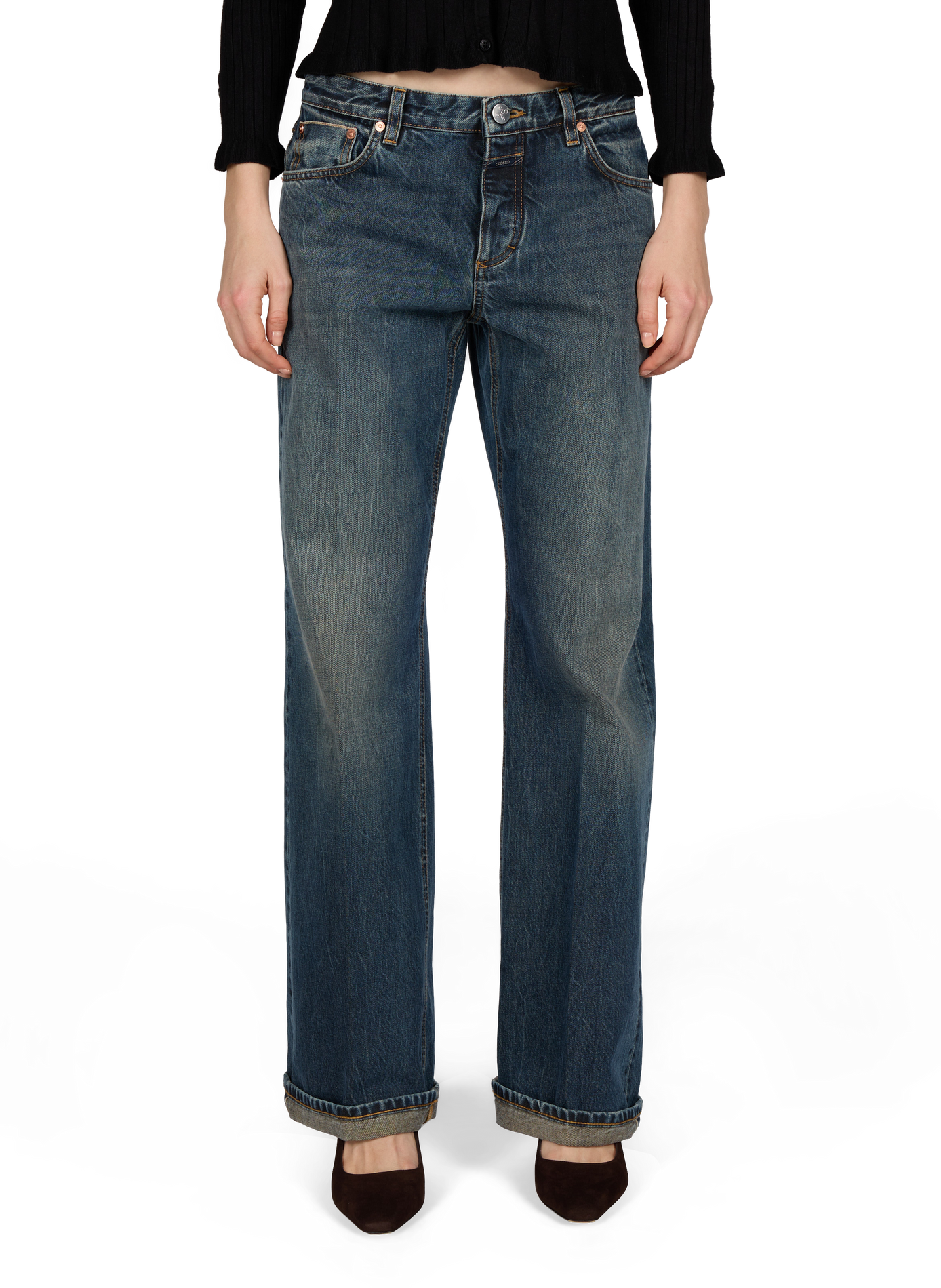 Straight leg wide leg plain jeans CLOSED Blue