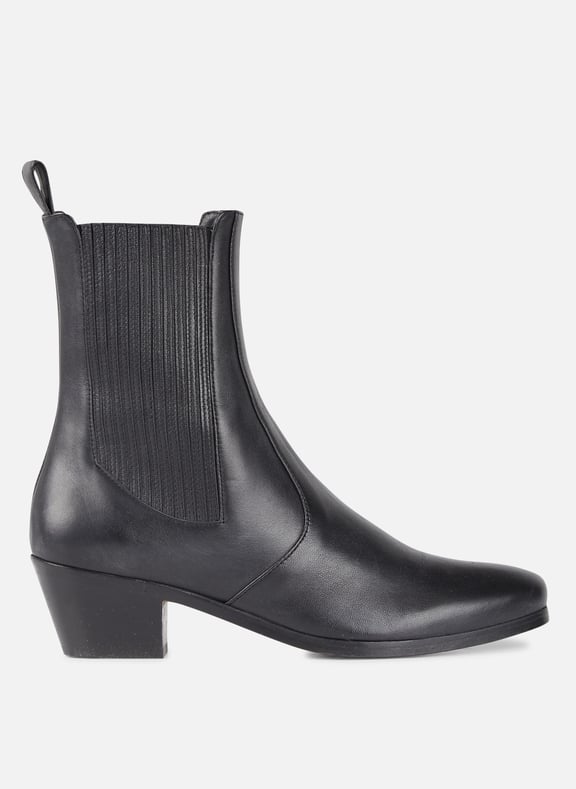 Bottines à talons en cuir gazette Noir by SOEUR SOEUR Bottines à talons en cuir gazette Noir