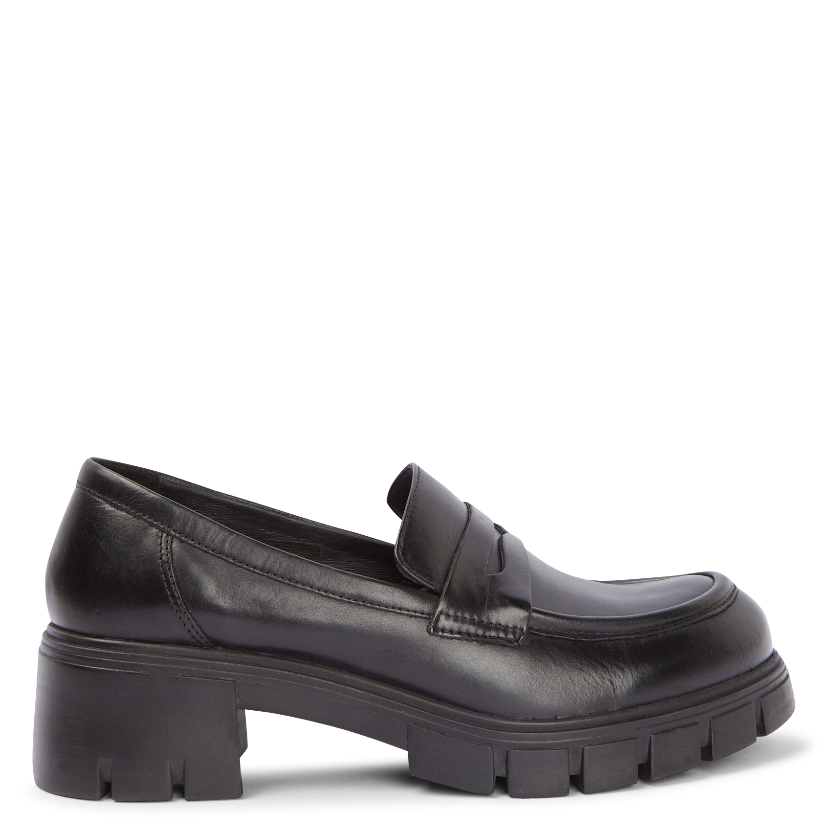 Mocassins crantés à talons en cuir aron JONAK Noir