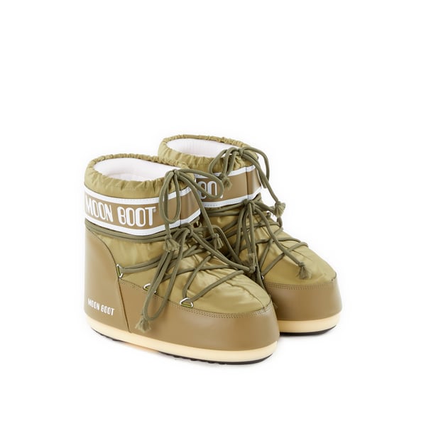 Moon Boot Mens Khaki Icon Low 2 Lace-up Nylon Snow Boots M In Green