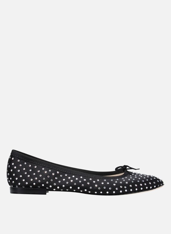 Ballerines à strass en cuir cendrillon Noir by REPETTO REPETTO Ballerines à strass en cuir cendrillon Noir