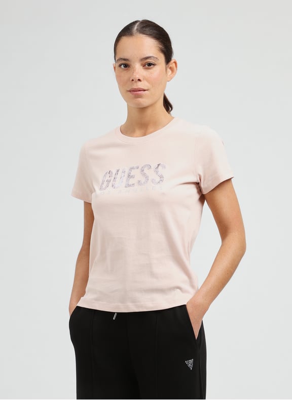T-shirt with embroidered design Pink by GUESS GUESS T-shirt with embroidered design Pink
