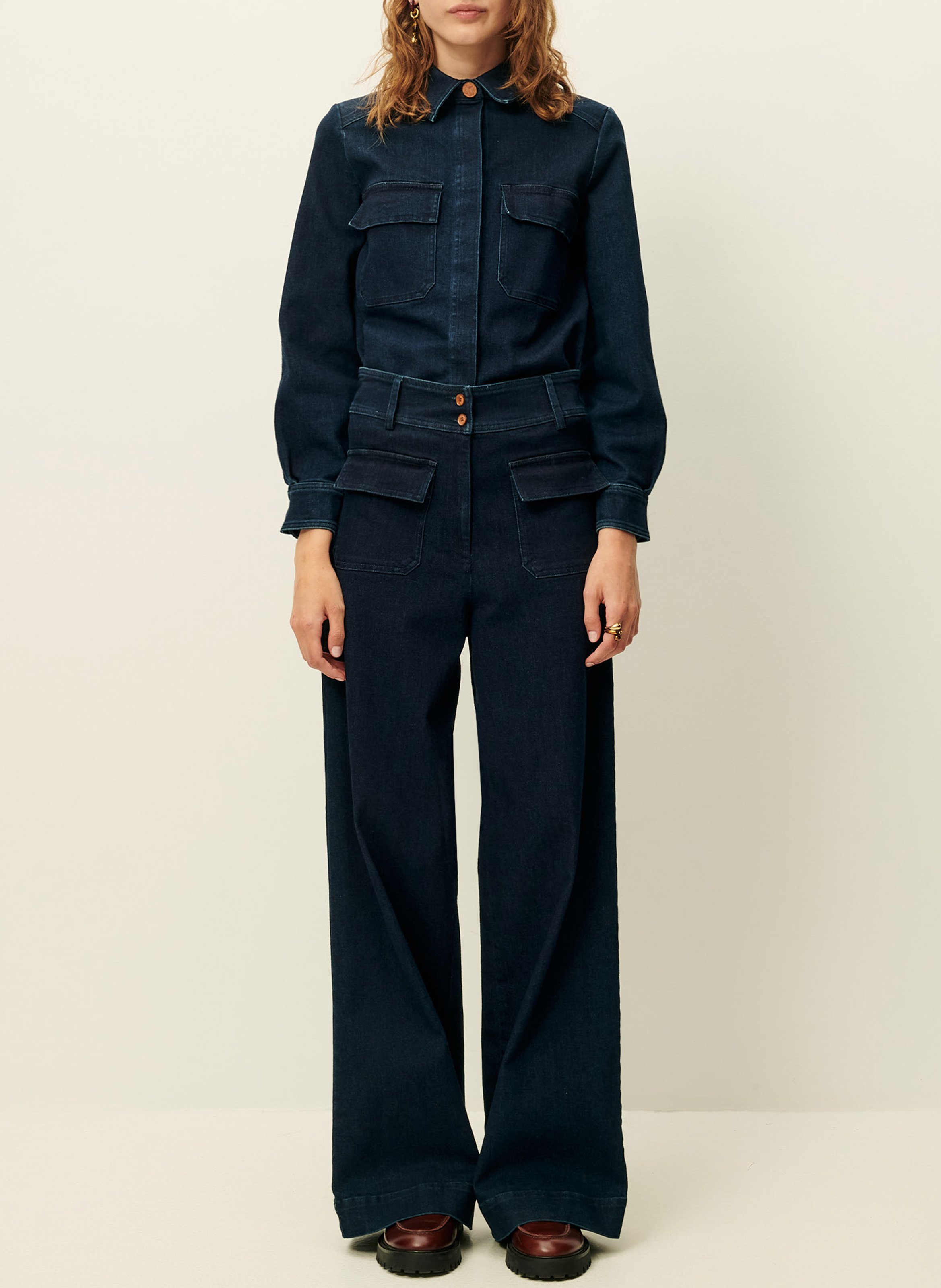 Pantalon flare en denim léger manhattan SESSUN Bleu