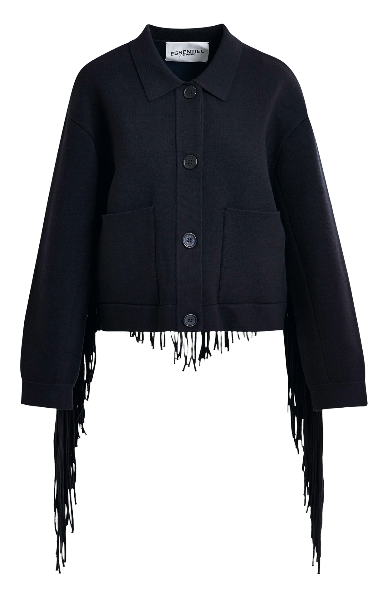 Veste col classique à franges istern ESSENTIEL ANTWERP Bleu