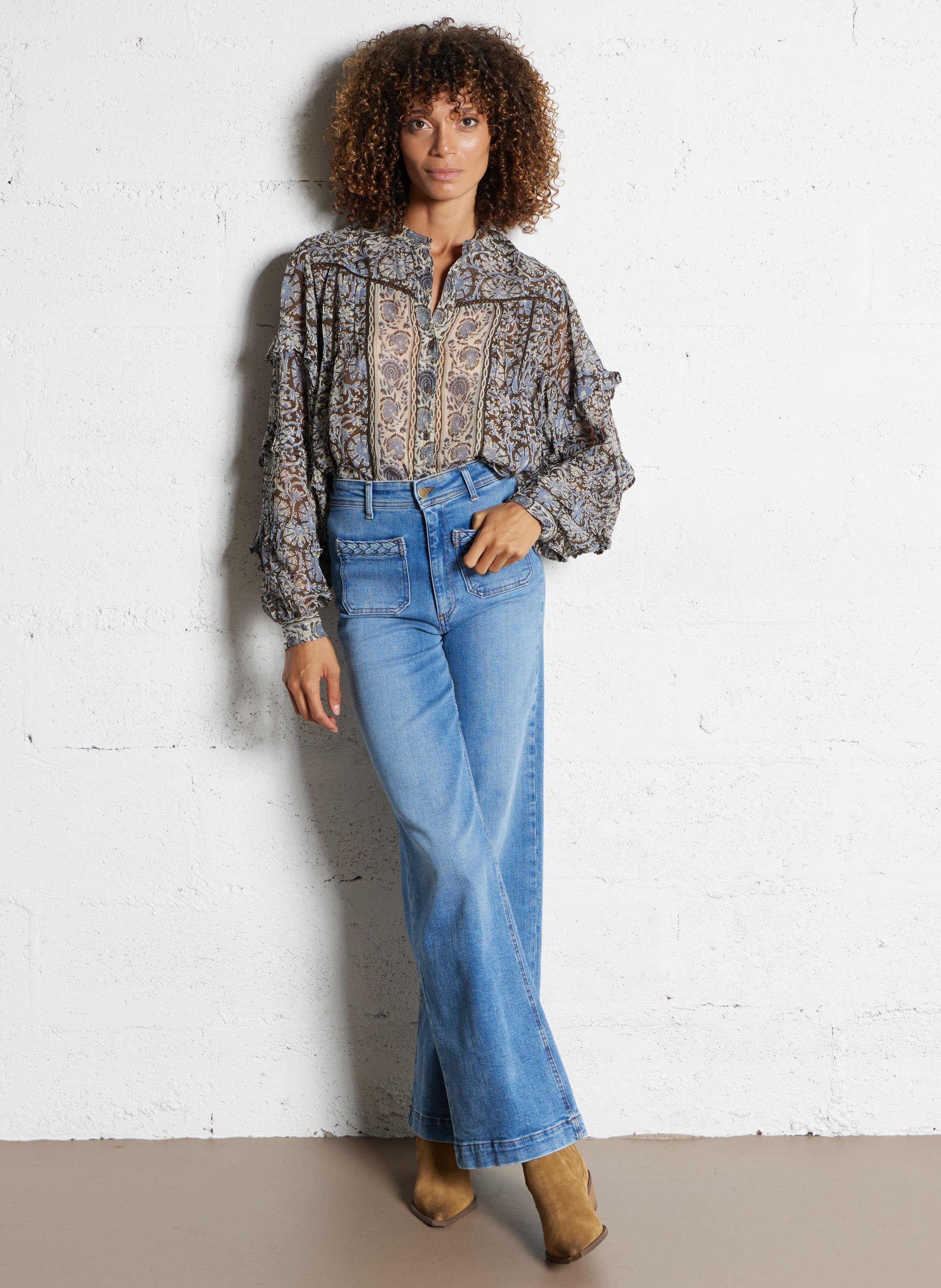 Bottines à talons en cuir IKKS Beige