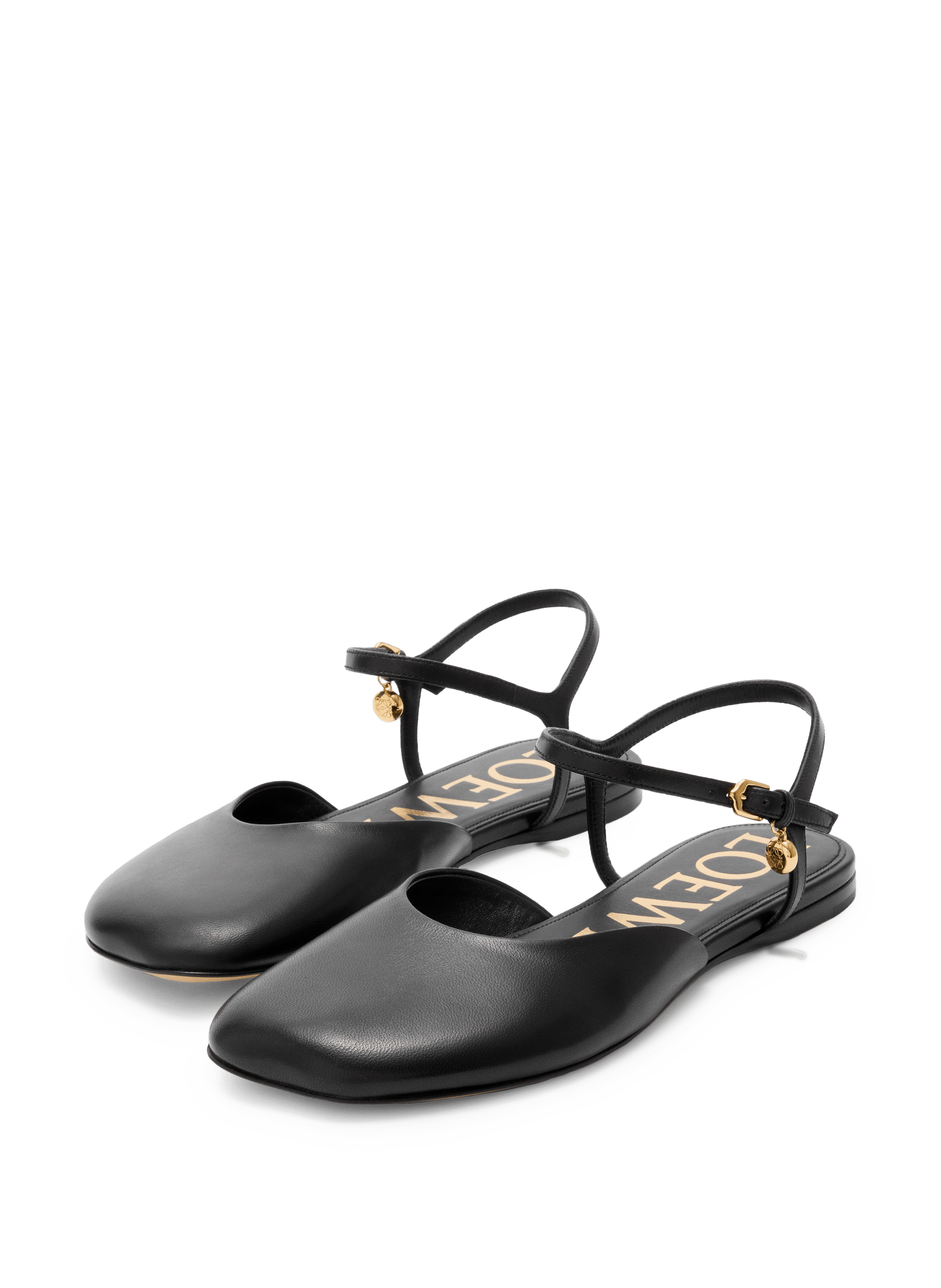 Ankle strap lamb leather ballet flats LOEWE Black