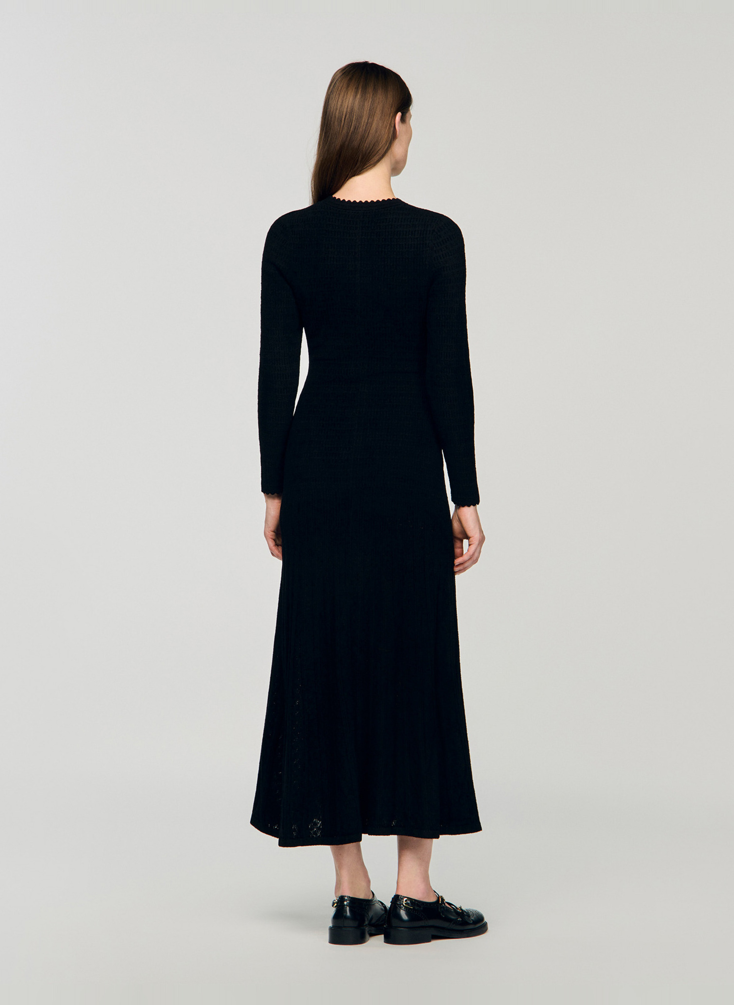 Robe midi col rond SANDRO Noir