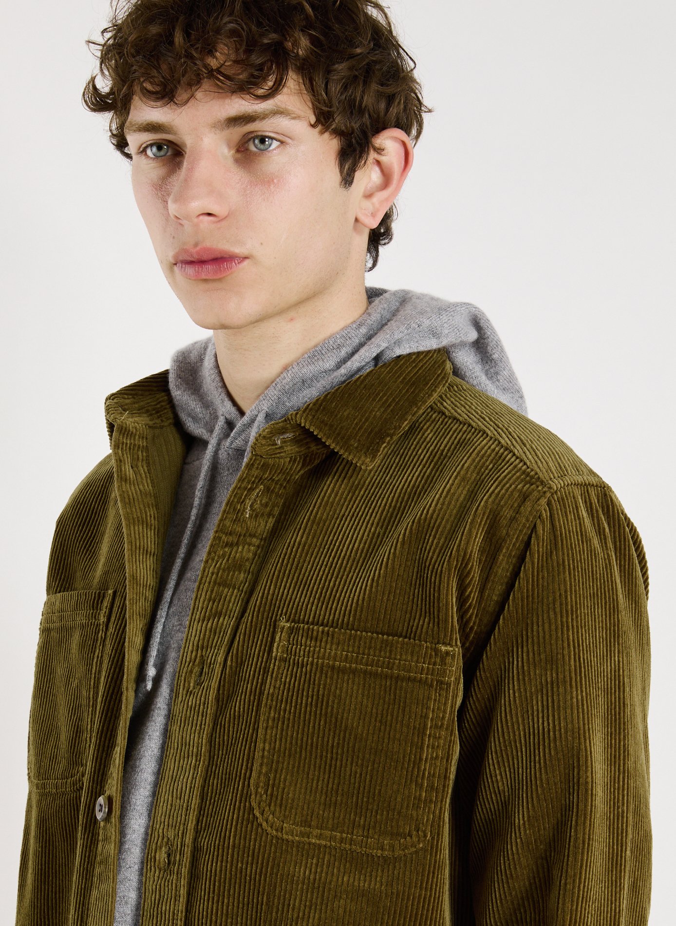 Chemise col classique manches contrastantes en coton LES DEUX Green