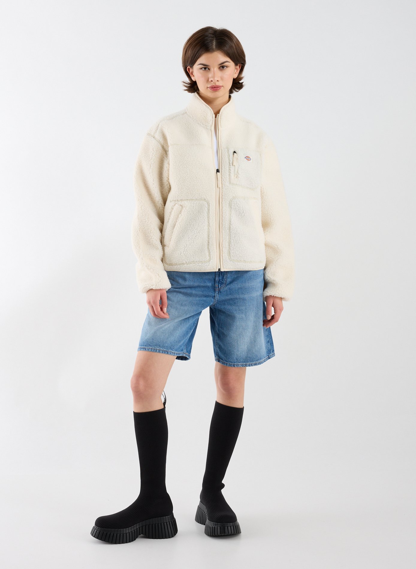 Straight sherpa jacket with high collar DICKIES Grey