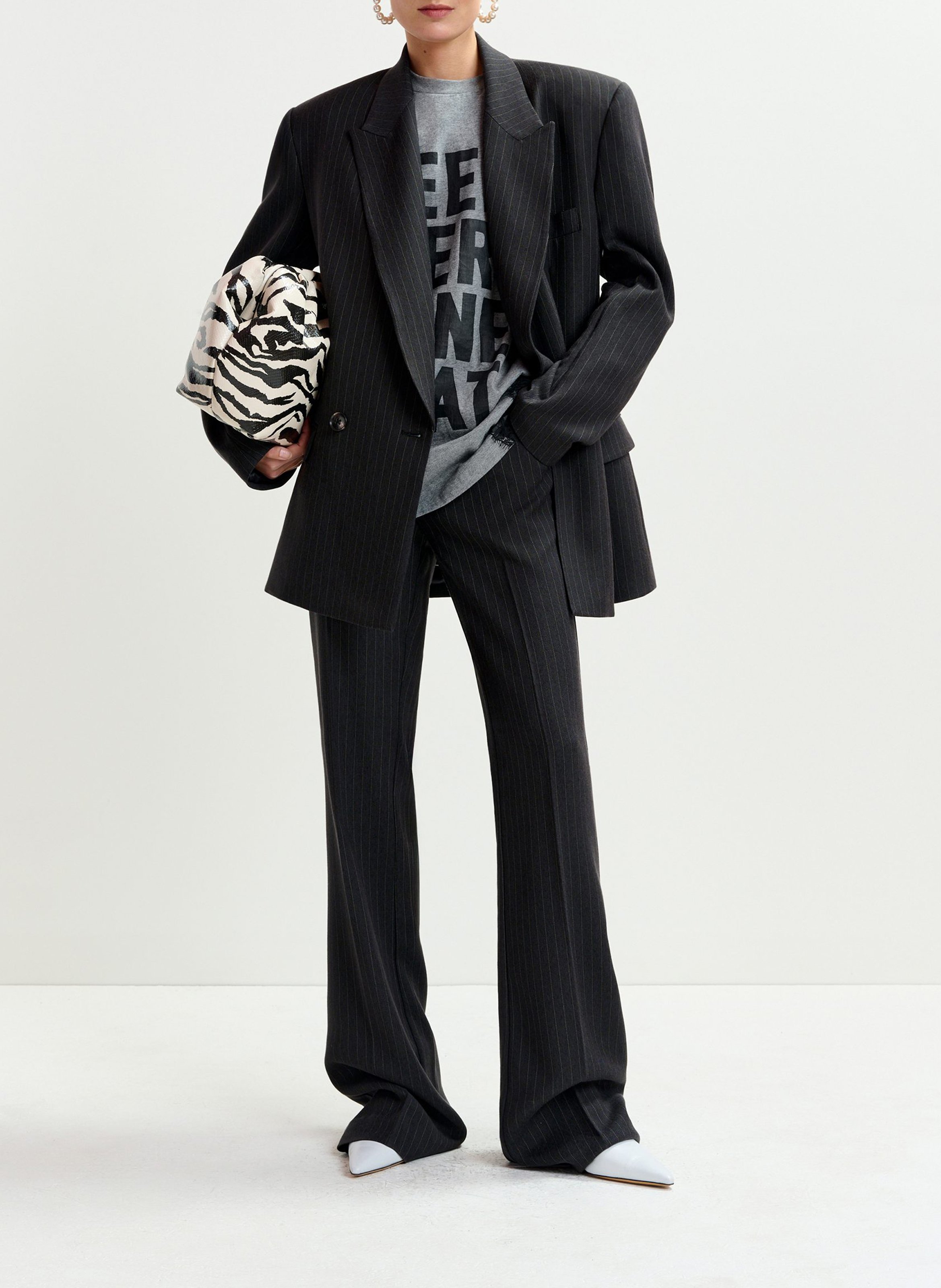 Pantalon taille haute flare rayé invade ESSENTIEL ANTWERP Bleu