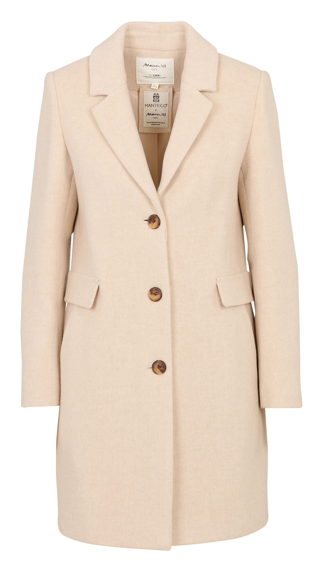Manteau mi-long boutonné en laine mélangée anabelle bis MAISON 123 Blanc