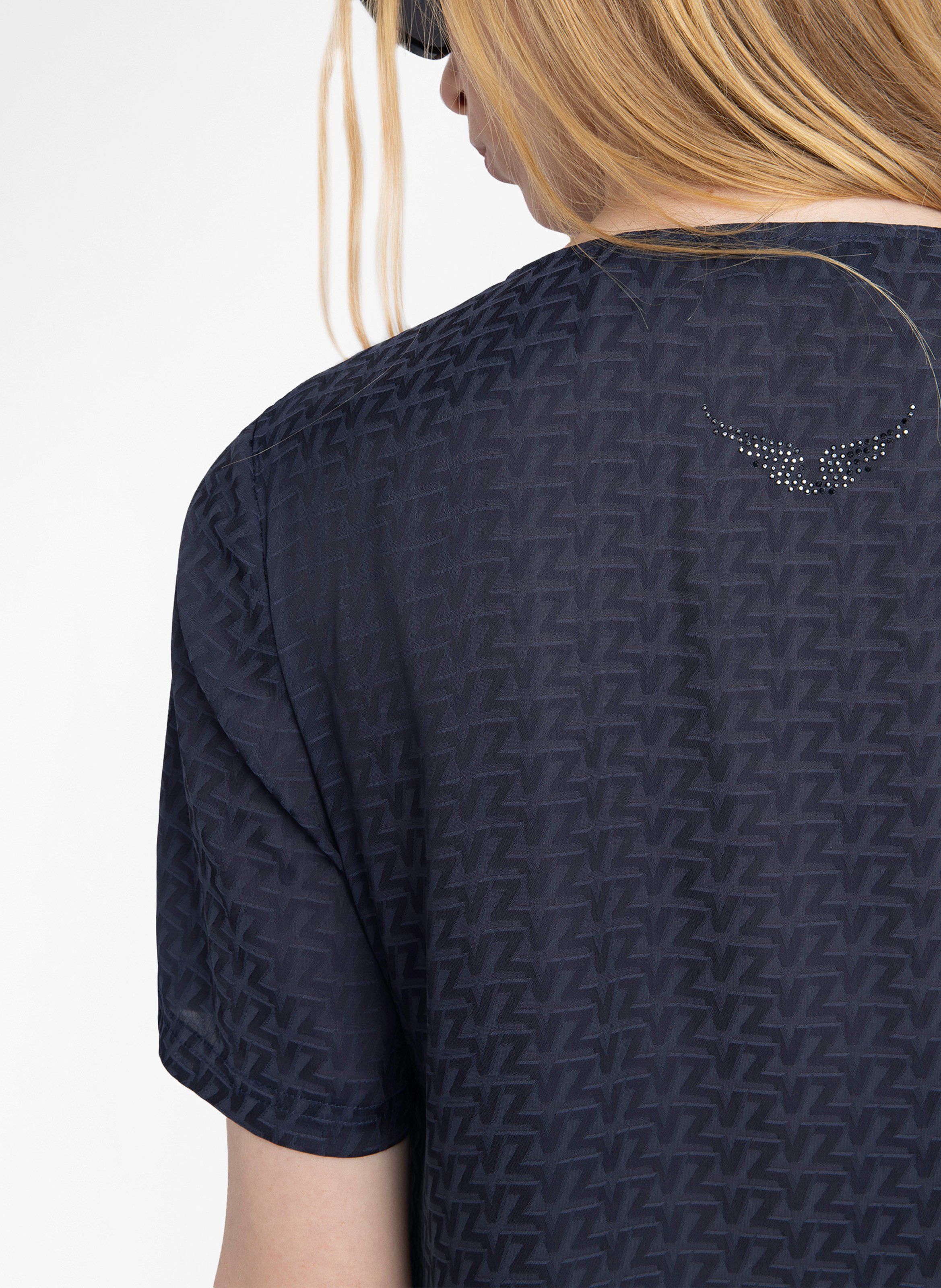 Top à décolleté lacé en satin terzo ZADIG&VOLTAIRE Bleu