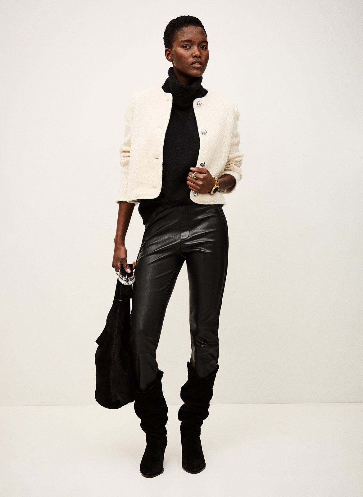 Veste courte boutonnée en maille bouclée ceredith BA&SH Beige