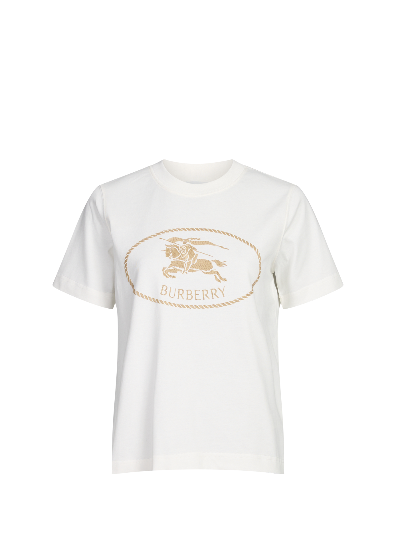 T-shirt embroidered logo with round neckline in cotton BURBERRY Beige