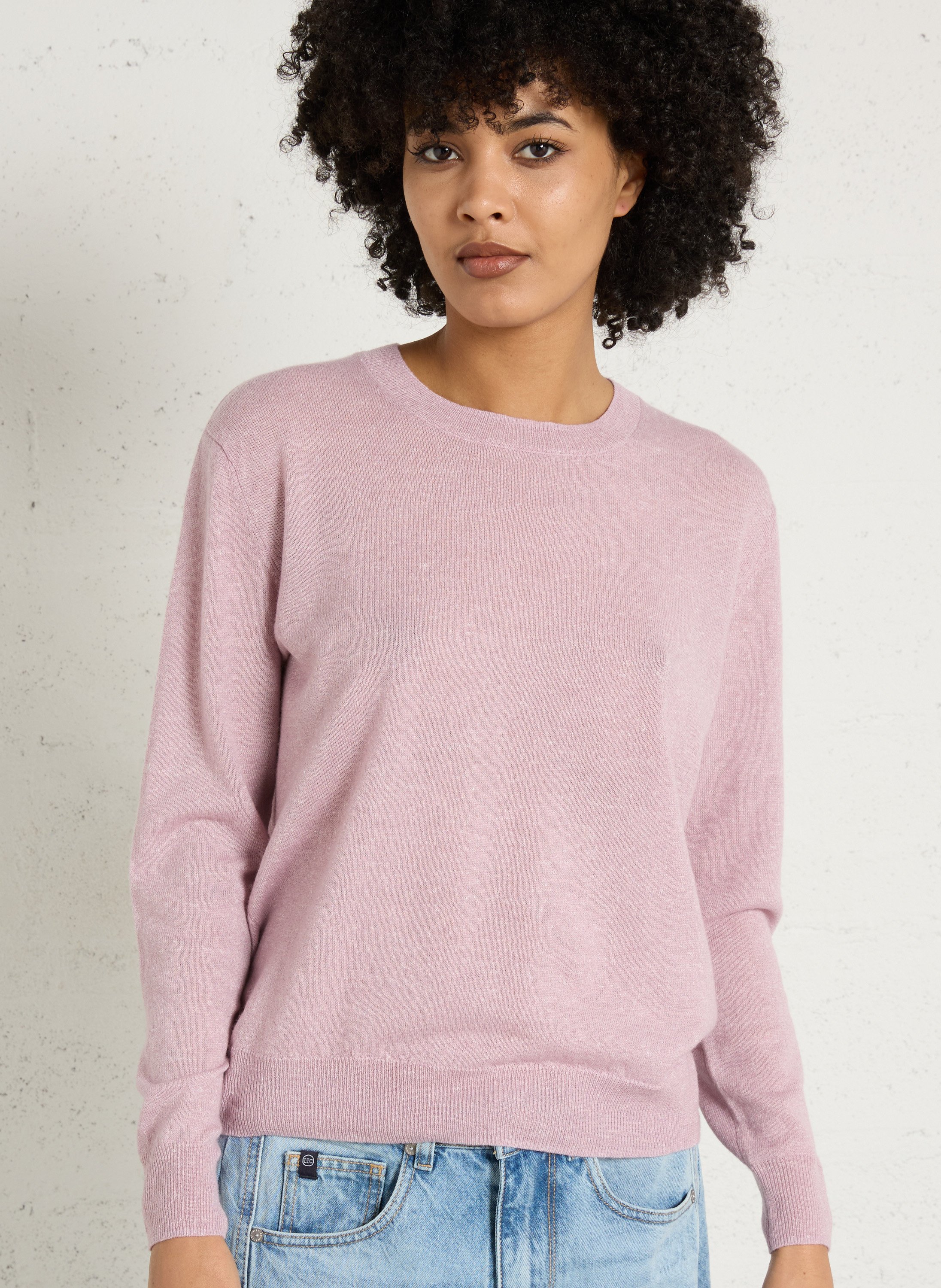 Pull droit uni en cachemire et lin prince MAISON 123 Violet