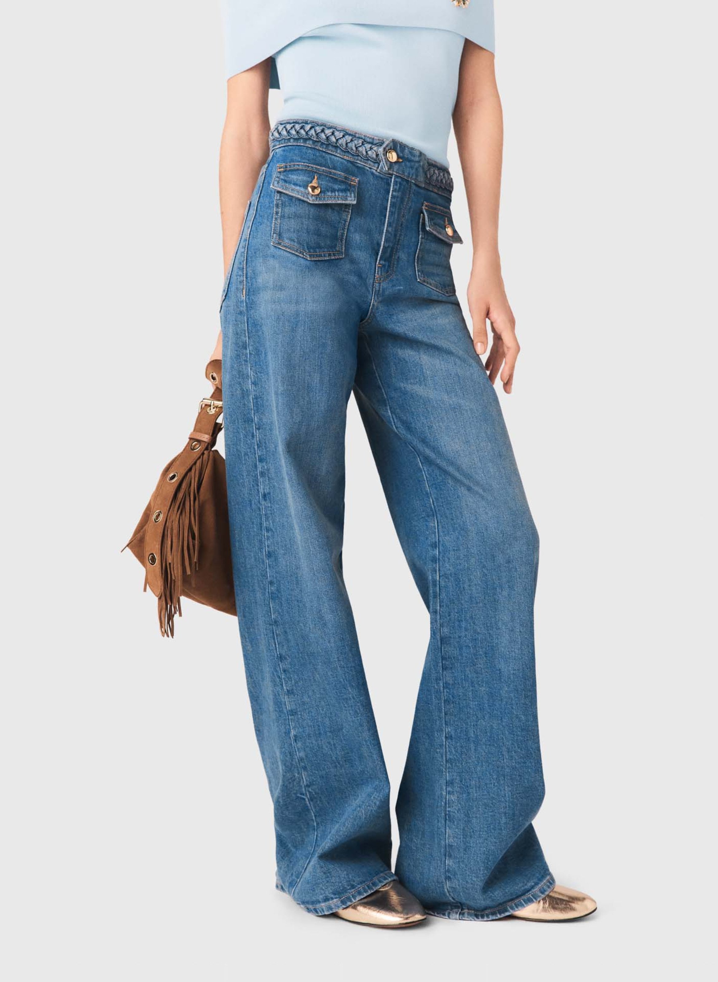 Jean patte d'eph en coton mélangé MAJE Bleu