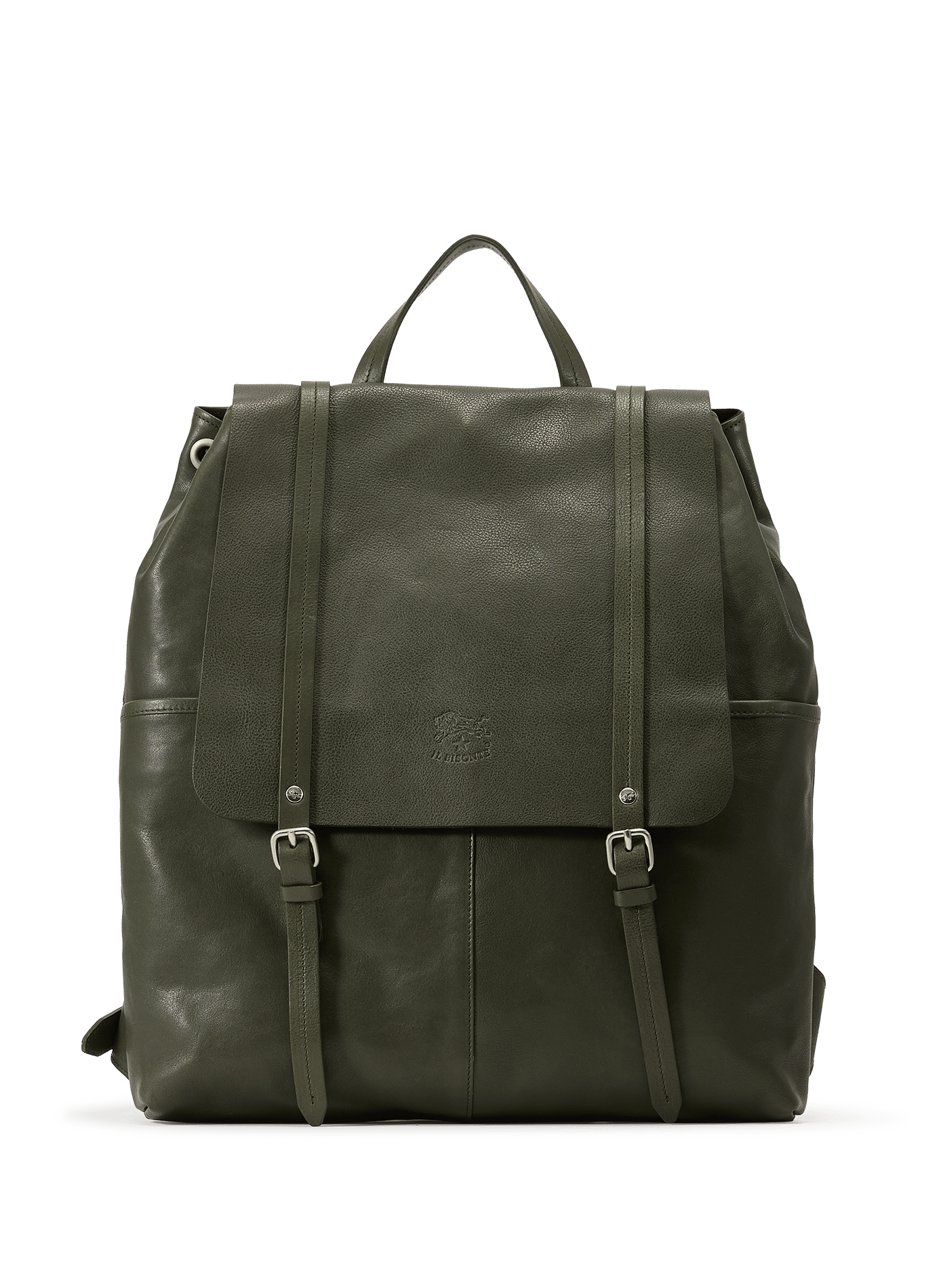 Sac à dos en cuir de vachette IL BISONTE Kaki