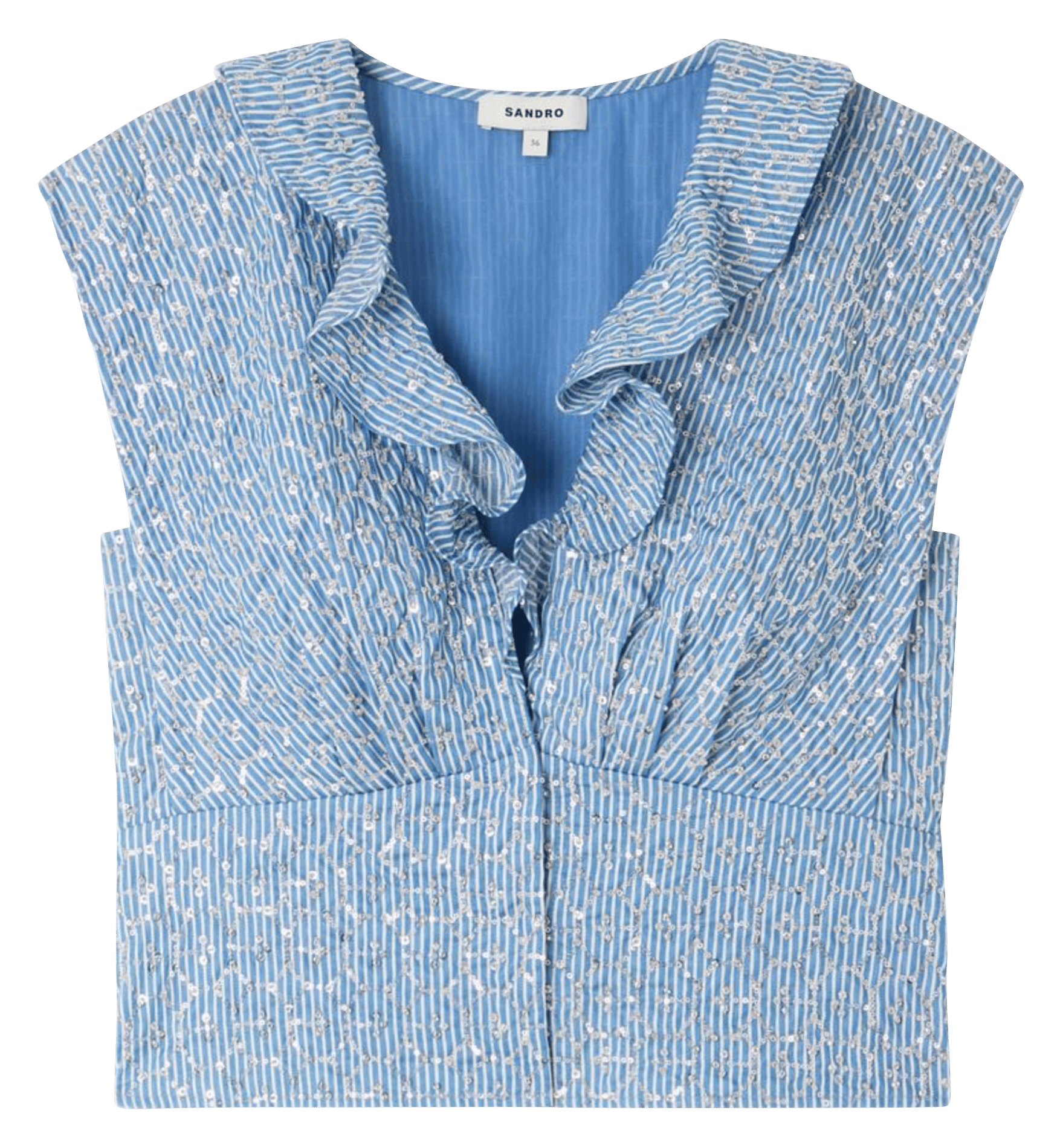 Top ajusté court à sequins SANDRO Bleu