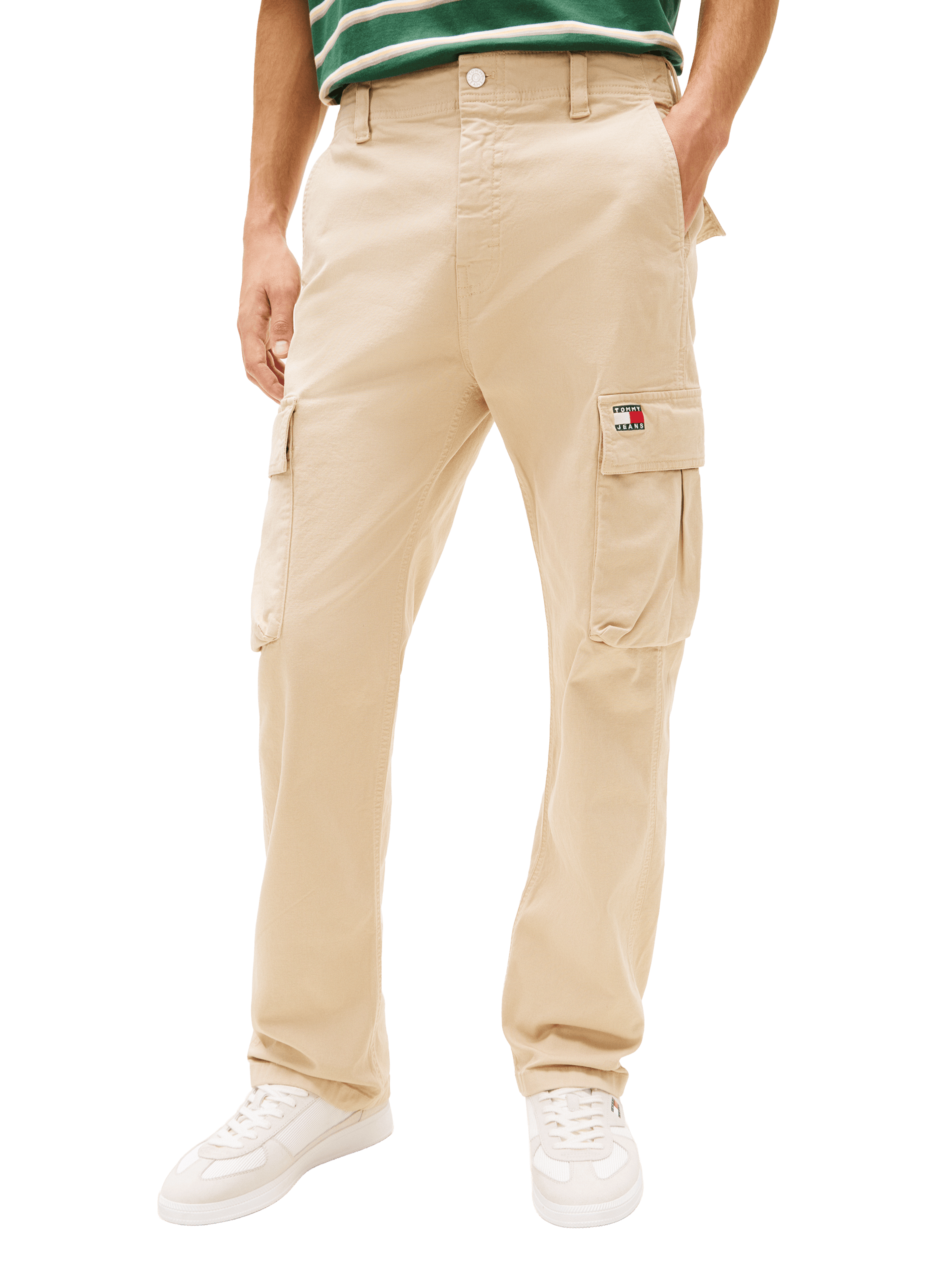 Straight cargo pants in mixed cotton TOMMY HILFIGER Beige