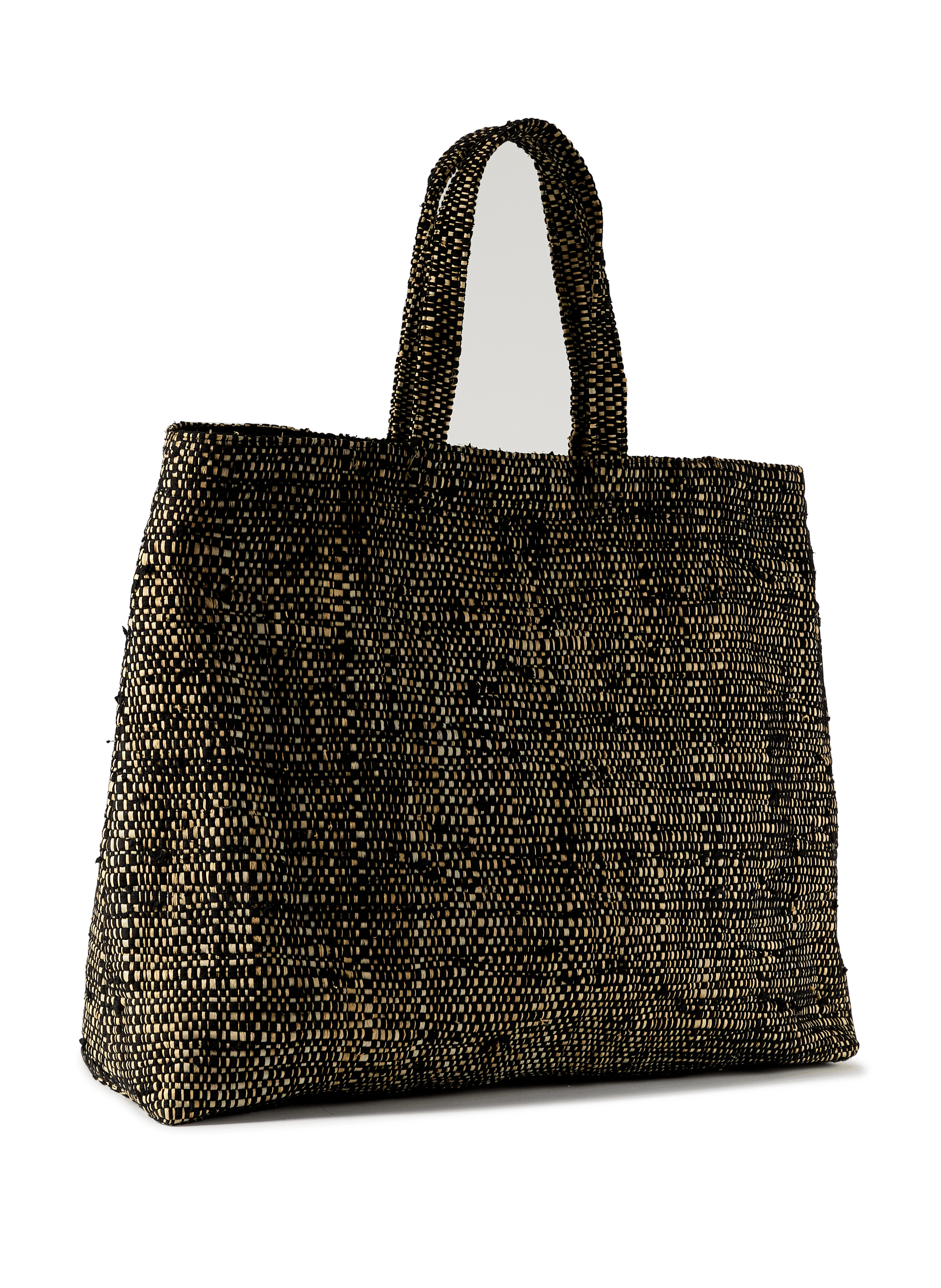 Sac cabas Hafia en raphia et coton mélangés SAISON 1865 Noir