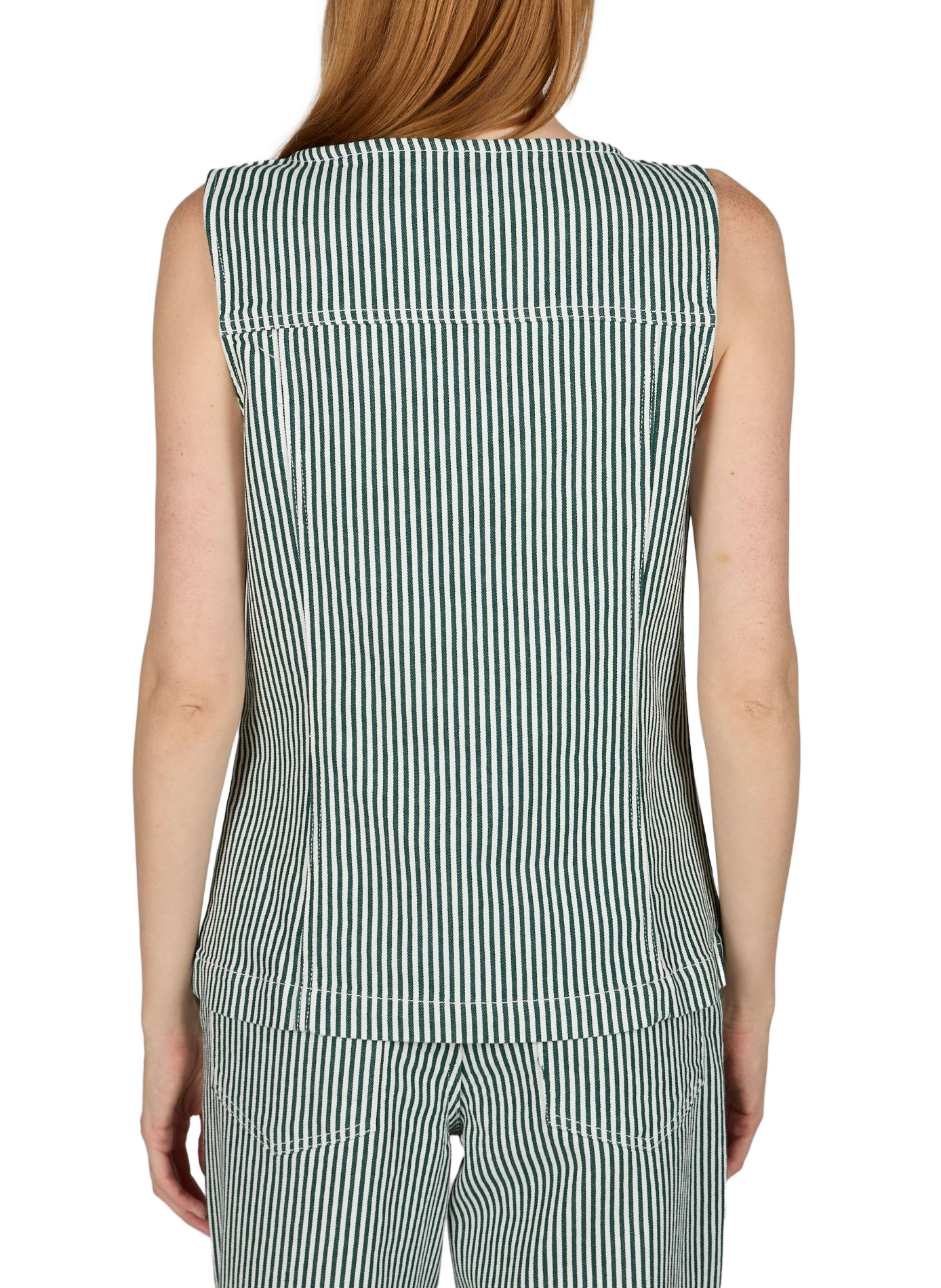 Sleeveless striped Sanni jacket in blended cotton OBJECT White