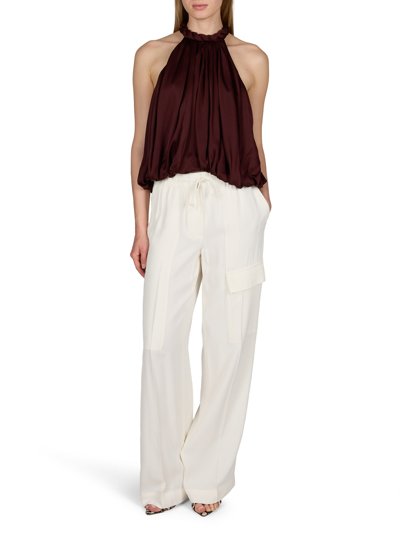 Billow Luna silk open back top ZIMMERMANN Red