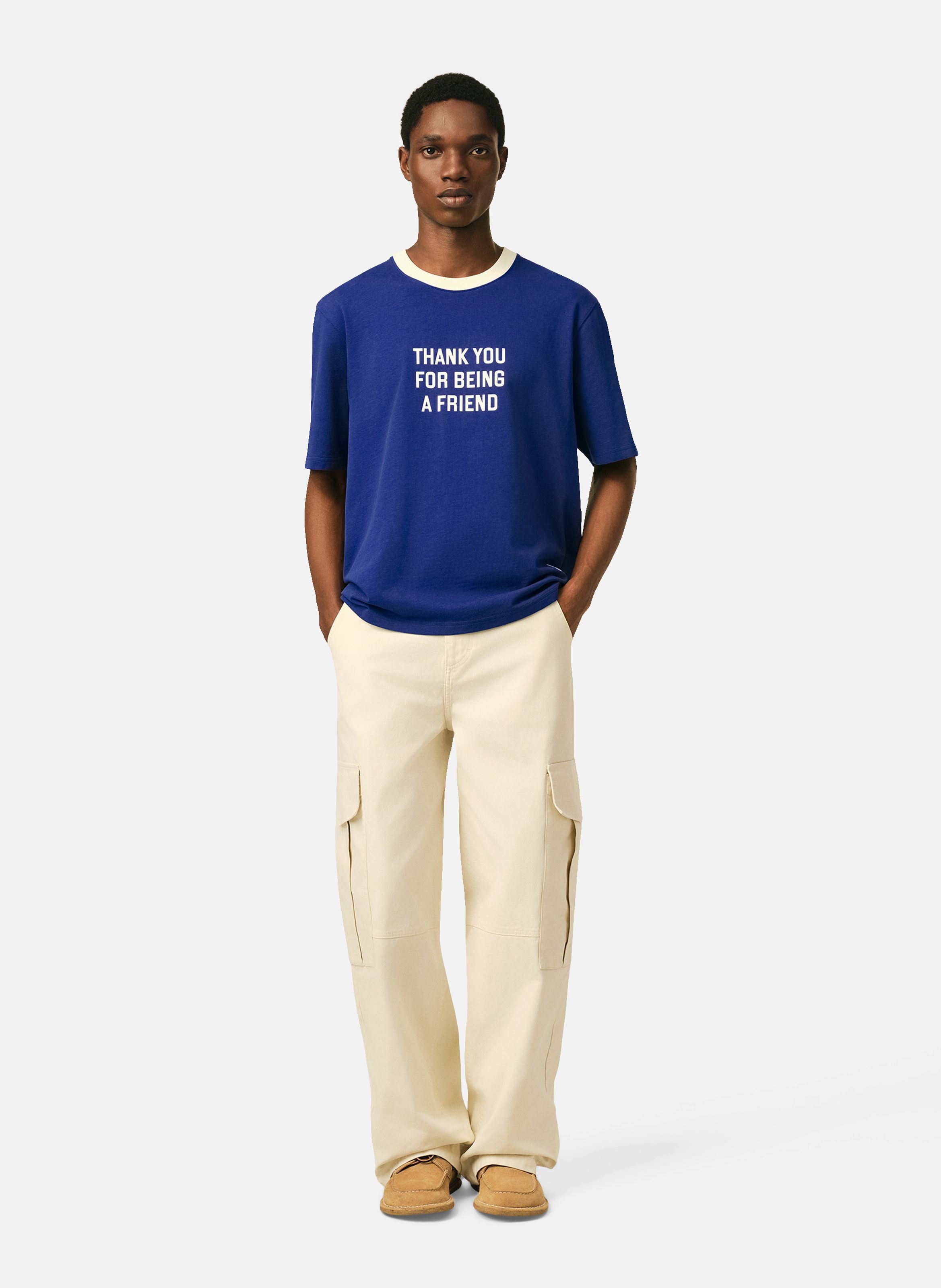 T-shirt thank you for being à friend unisexe en coton AMI PARIS Bleu