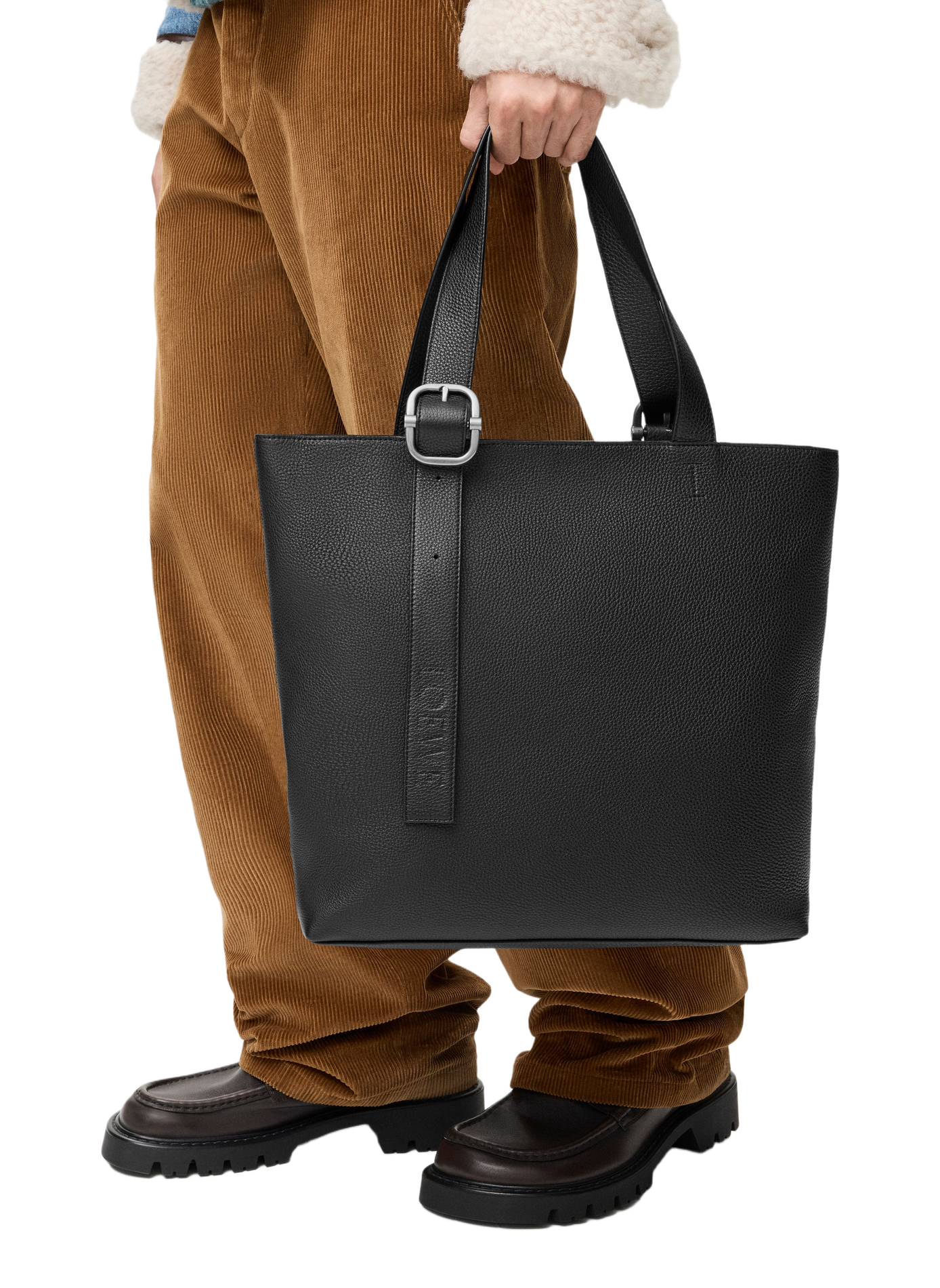 Loop zipped tote en cuir de veau grainé souple LOEWE Noir
