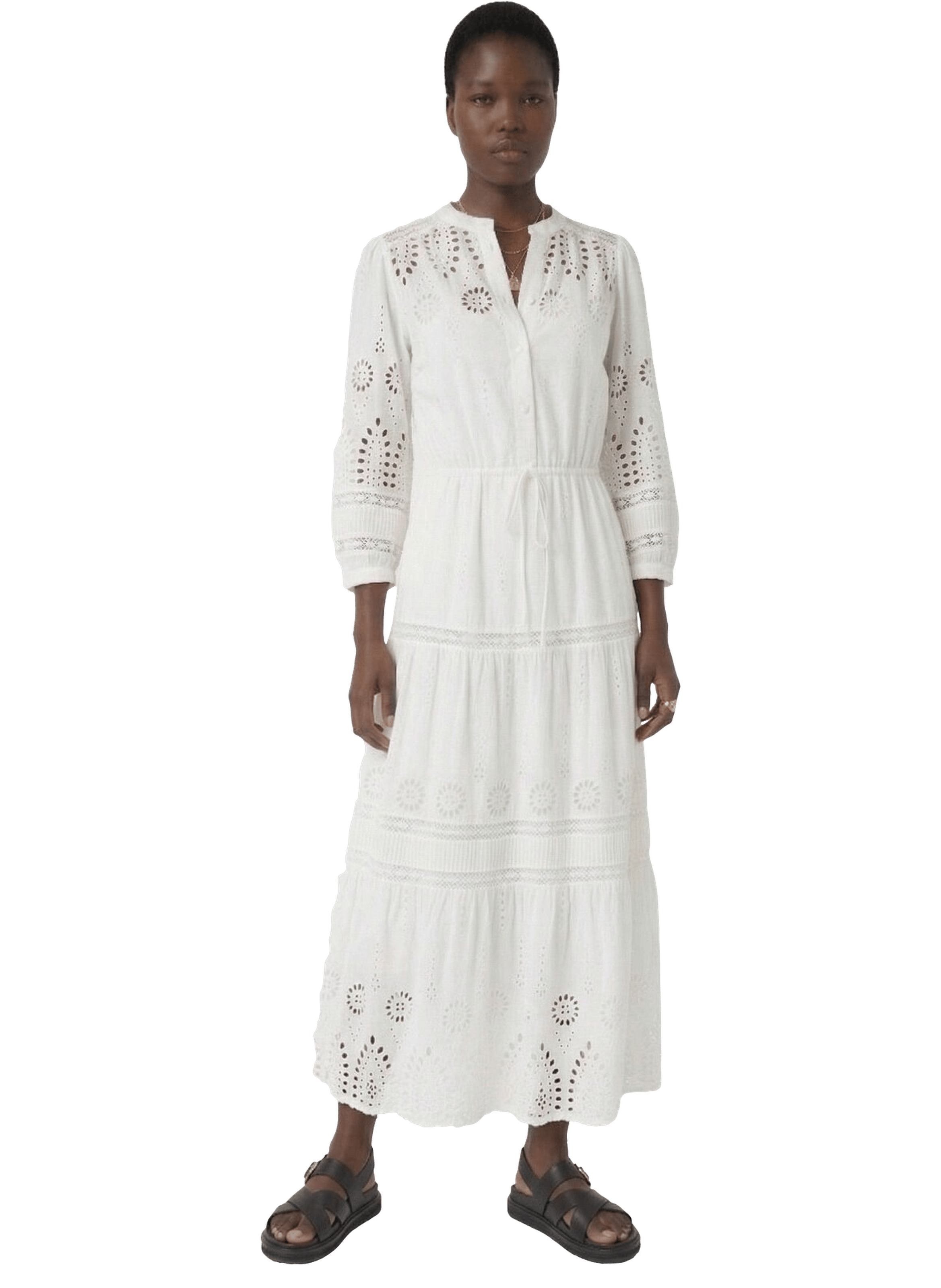 Robe longue à broderies en coton - rhonie GERARD DAREL Beige