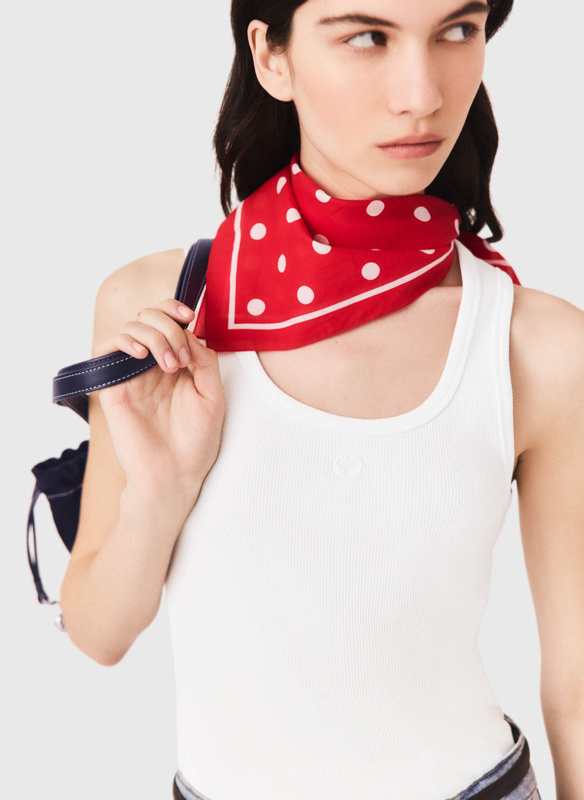 Foulard à pois en coton | Rouge MAJE Femme