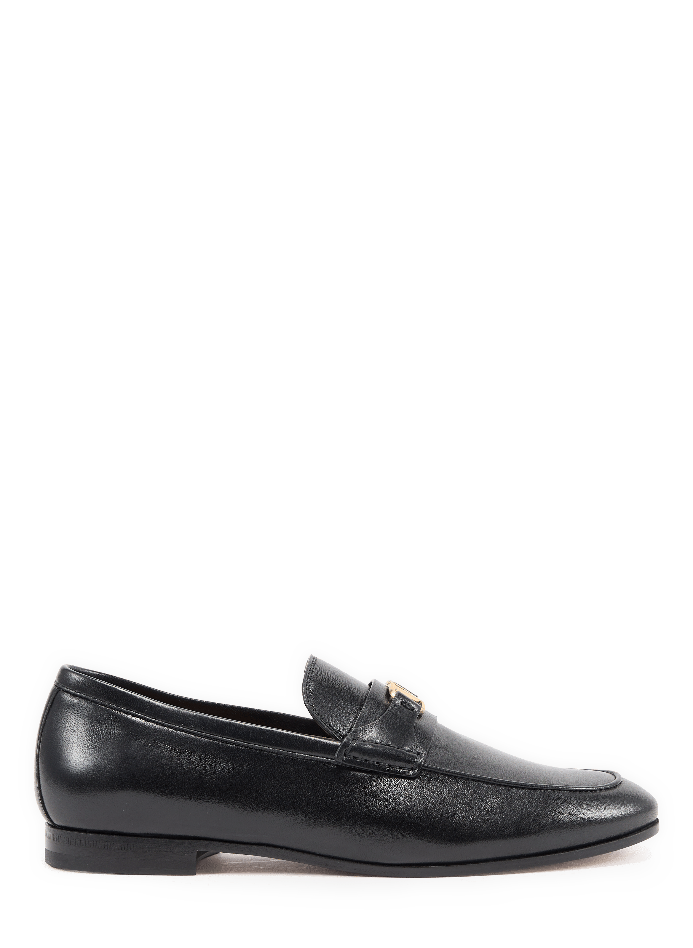 Loafers with golden buckle in leather VALENTINO Black