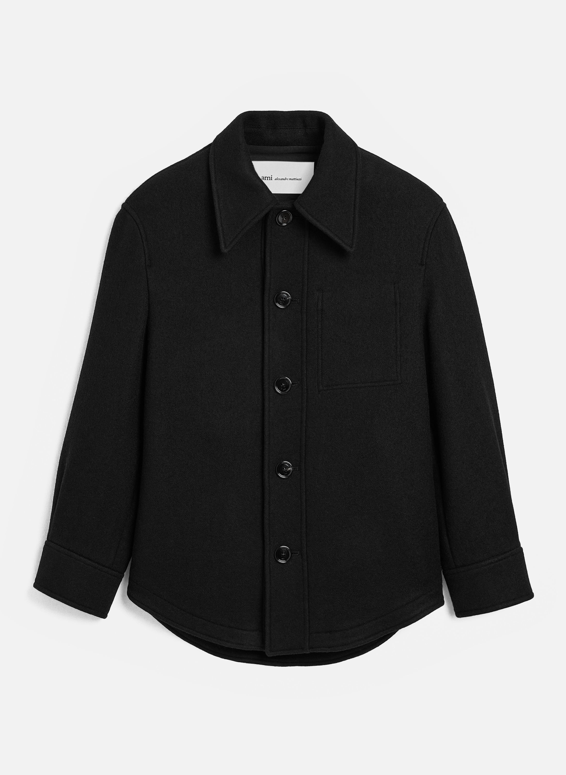 Veste boutonnée unisexe en laine AMI PARIS Noir
