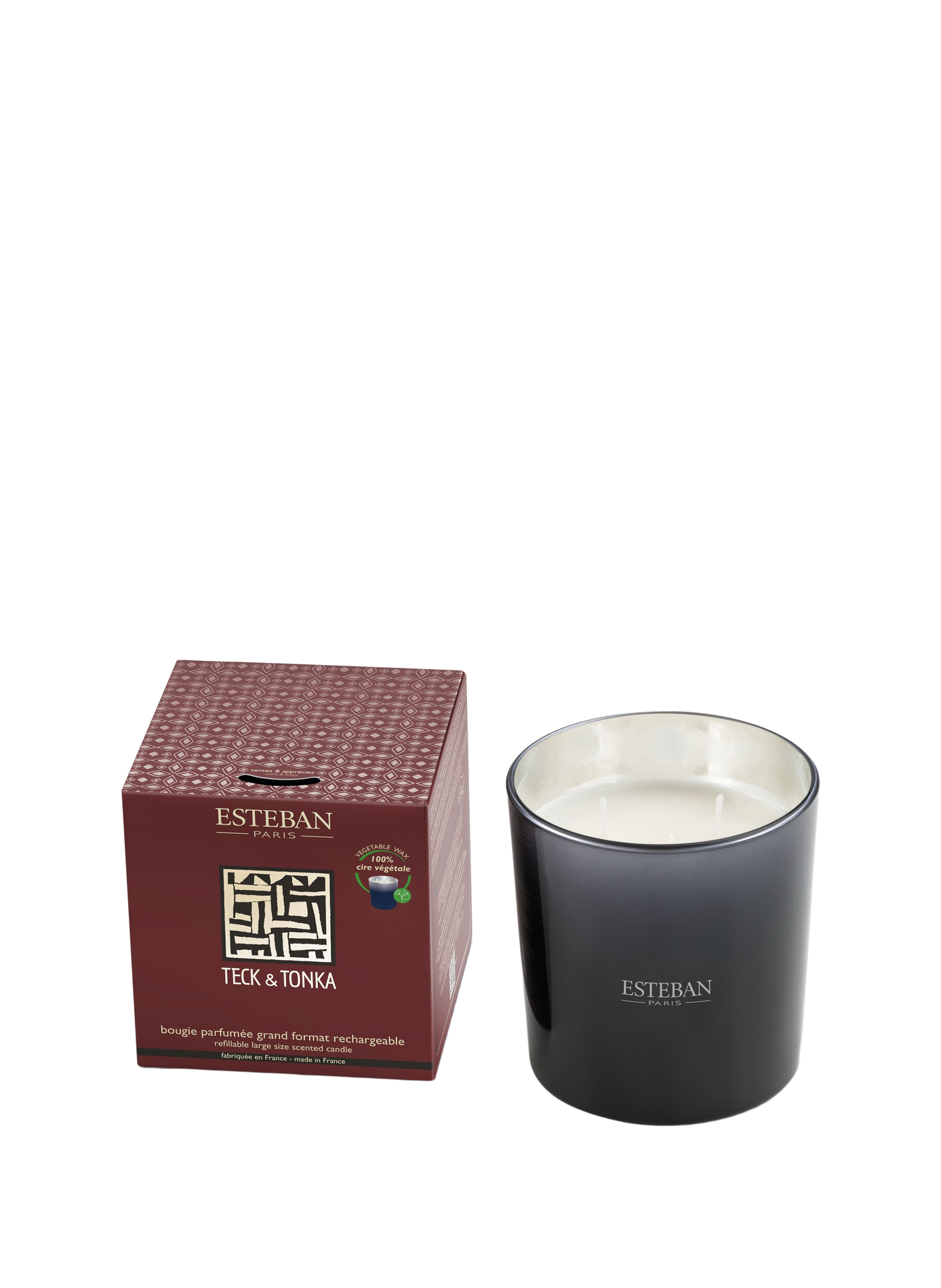 Bougie parfumée rechargeable Teck & Tonka 450 g ESTEBAN Marron