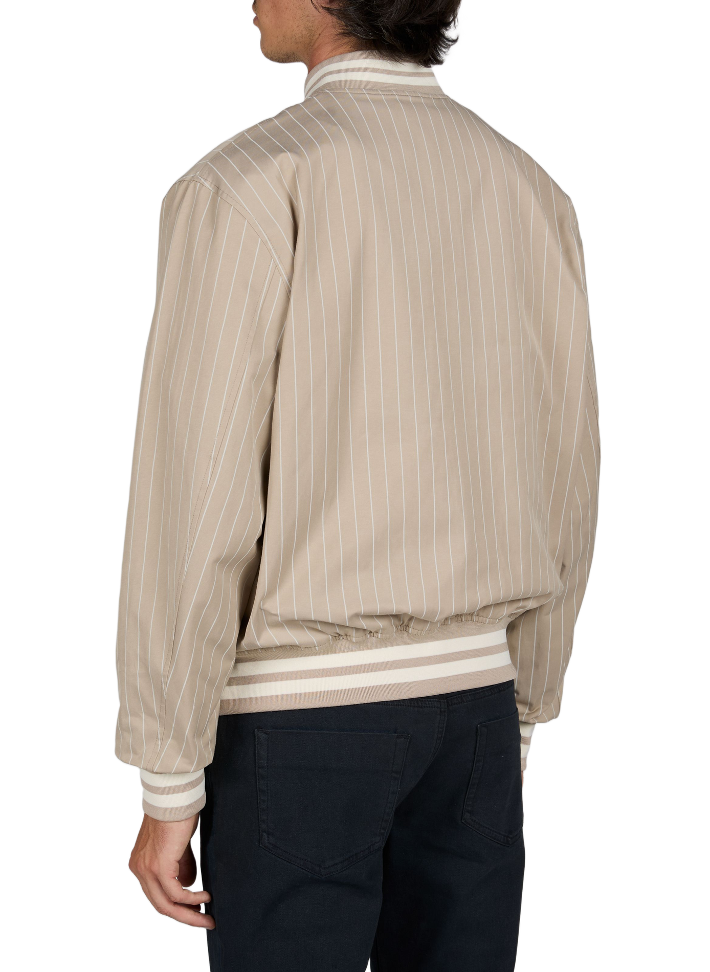 Striped cotton blend bomber jacket LES DEUX Beige