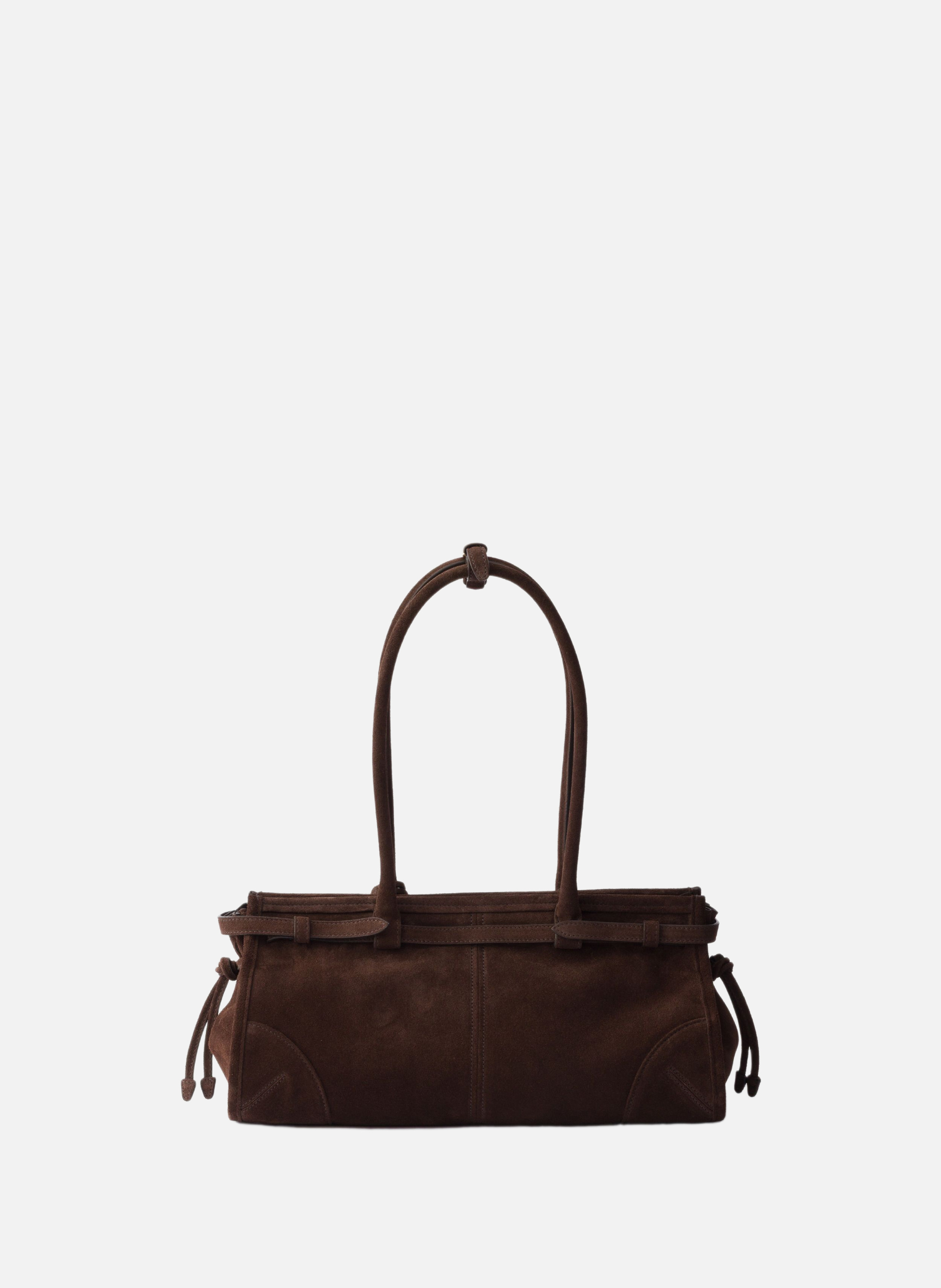 Sac prada bonnie moyen en veau velours PRADA Marron