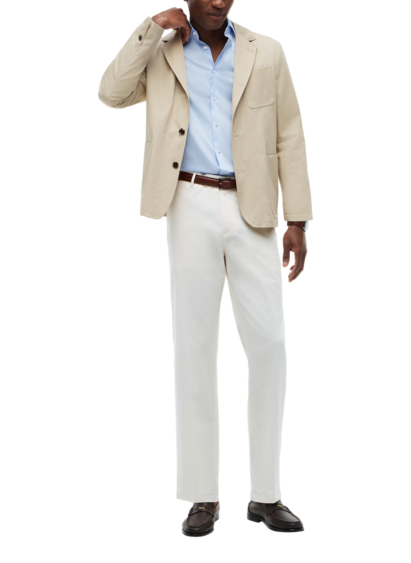 Gerader Blazer mit Reverskragen aus Baumwolle TOMMY HILFIGER Beige