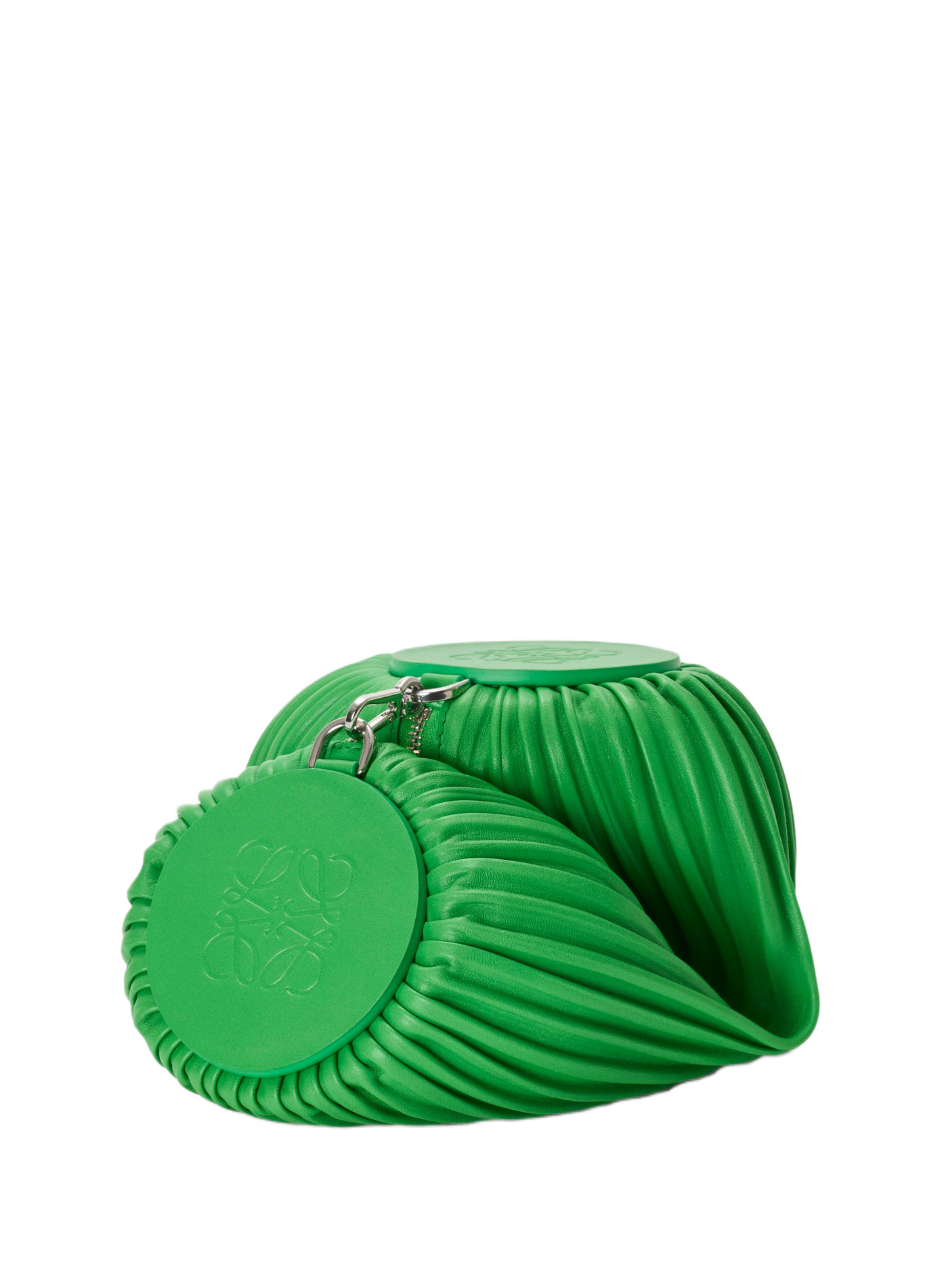 Bracelet Pouch en cuir de veau nappa plissé LOEWE Vert