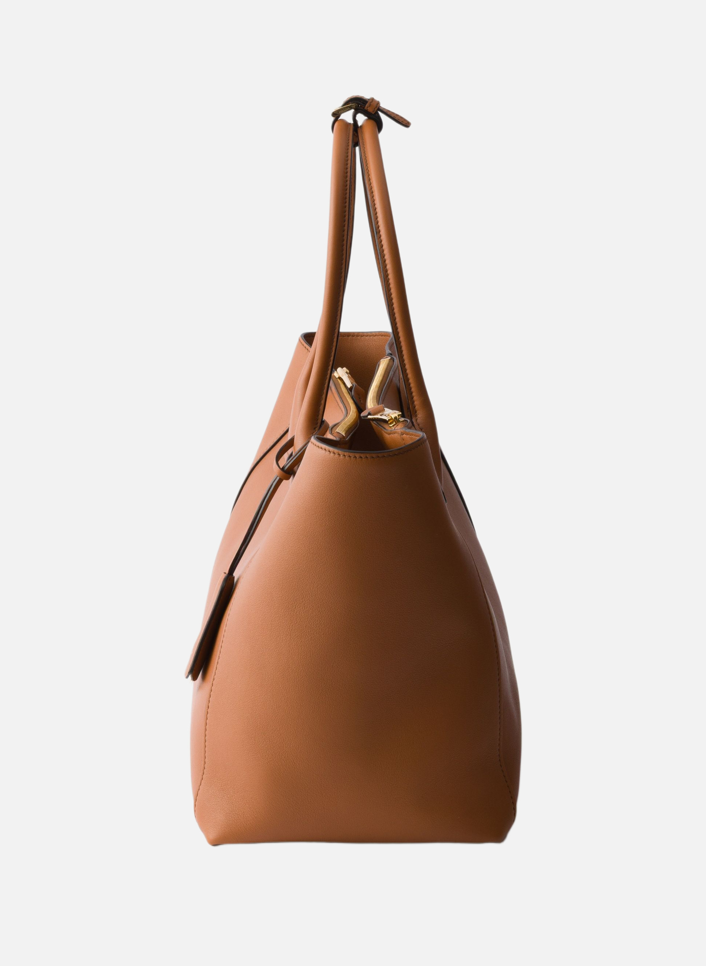 Grand cabas en cuir PRADA Marron