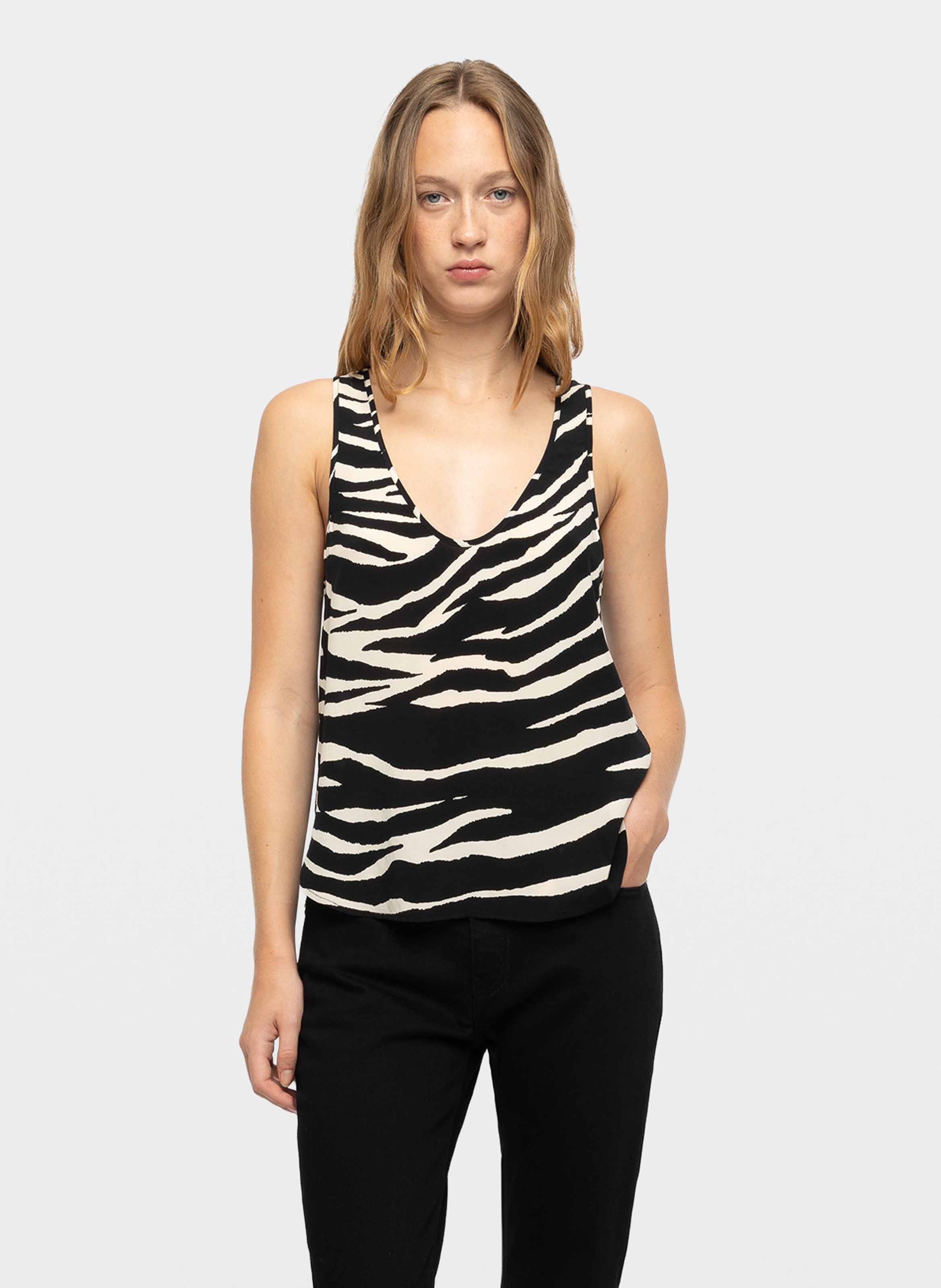 Top droit zébré col v tarys ZADIG&VOLTAIRE Noir