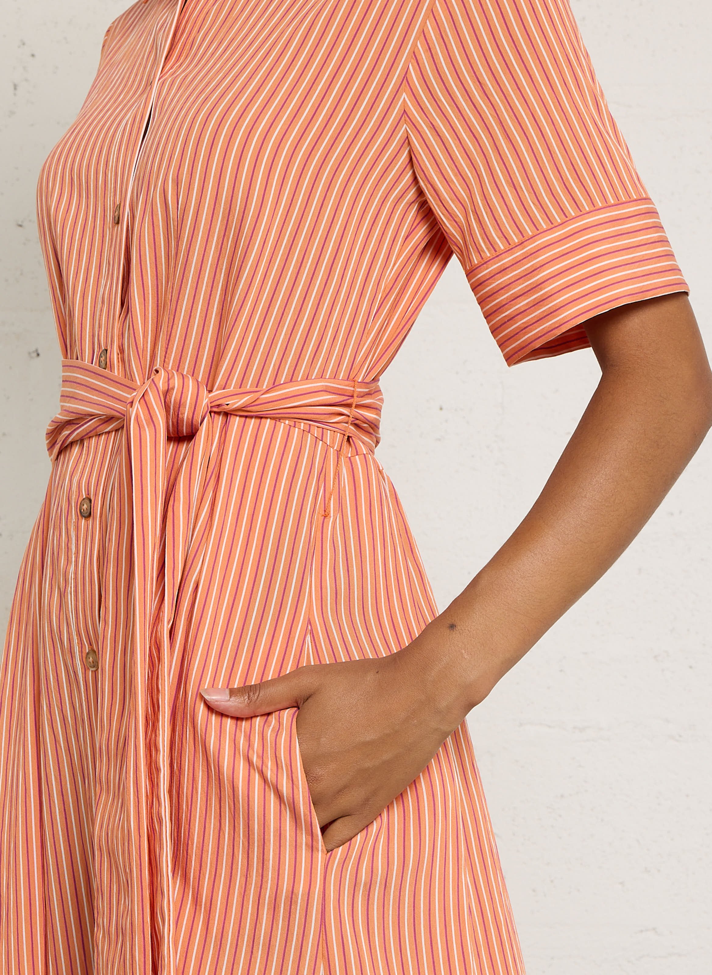Robe longue rayée à ceinture patricia MAISON 123 Doré