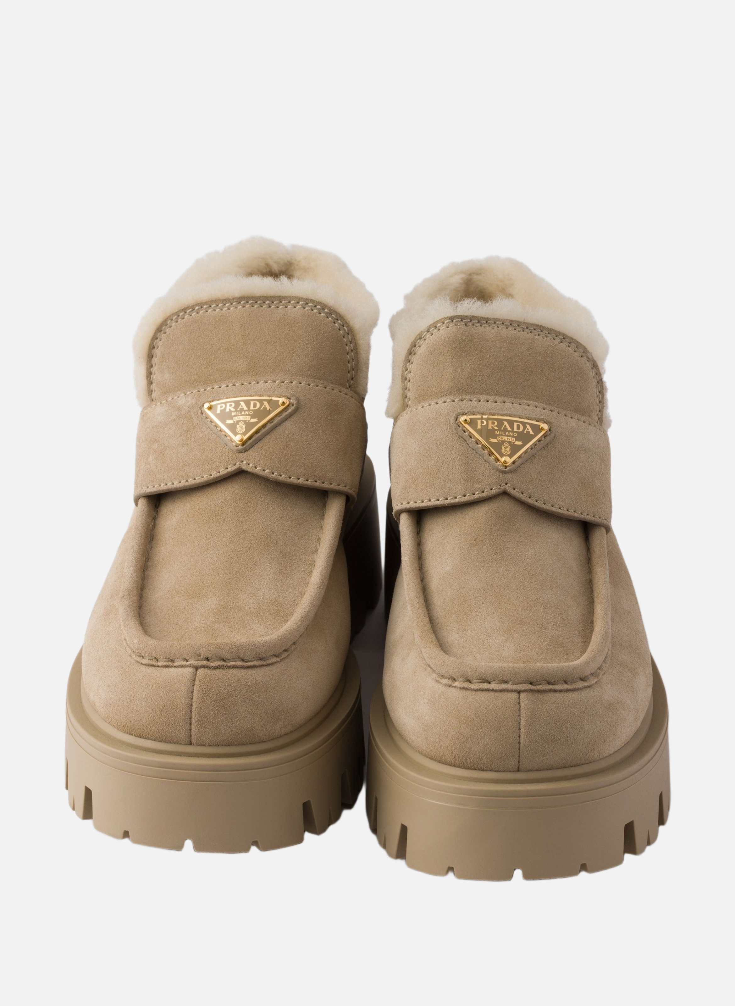 Mocassins en veau velours PRADA Beige
