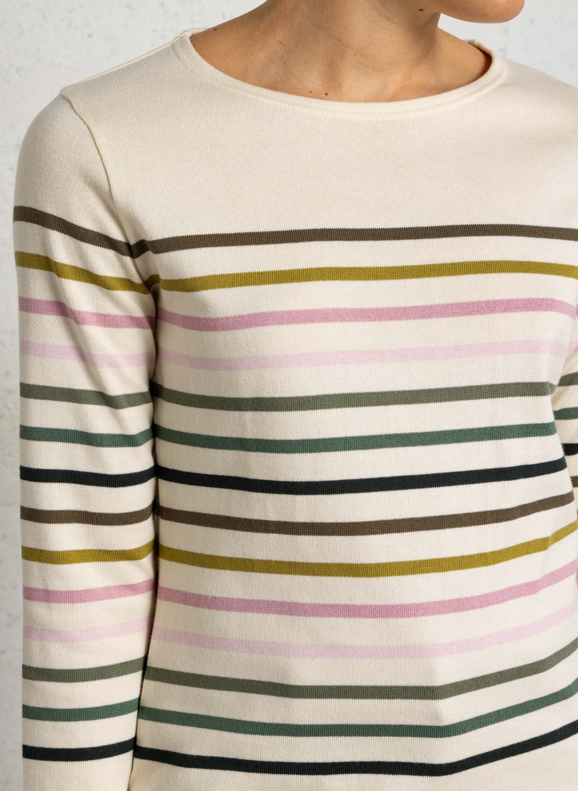 Ronde hals streepshirt van katoen. ARMOR-LUX Beige
