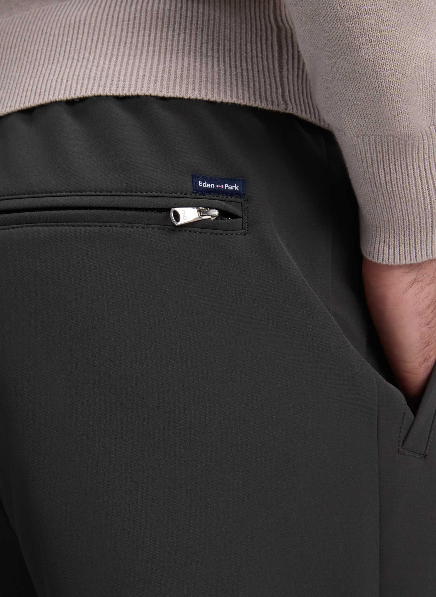 Pantalon slim à taille élastiquée EDEN PARK Khaki