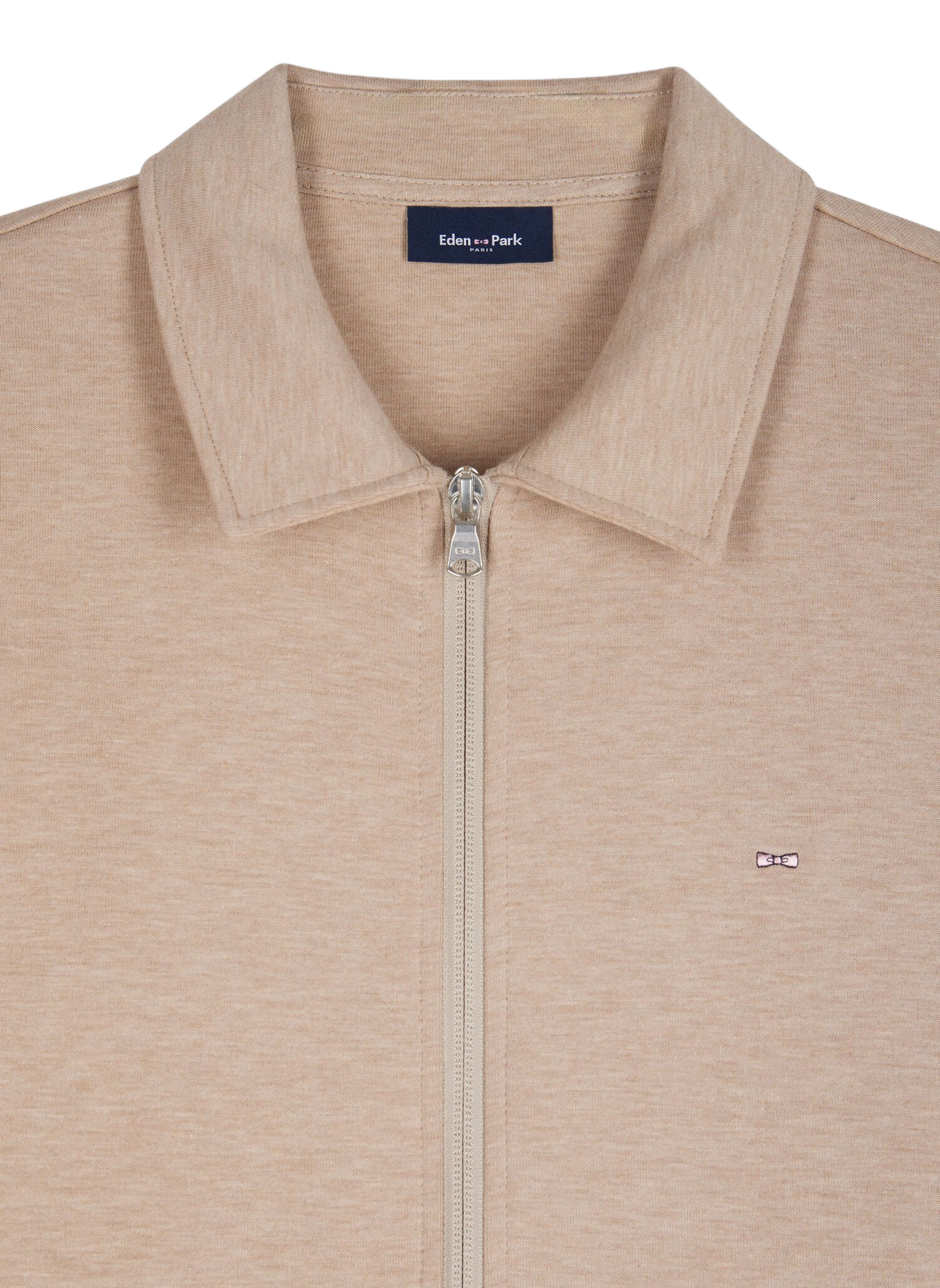 Sweat col classique en coton mélangé EDEN PARK Beige