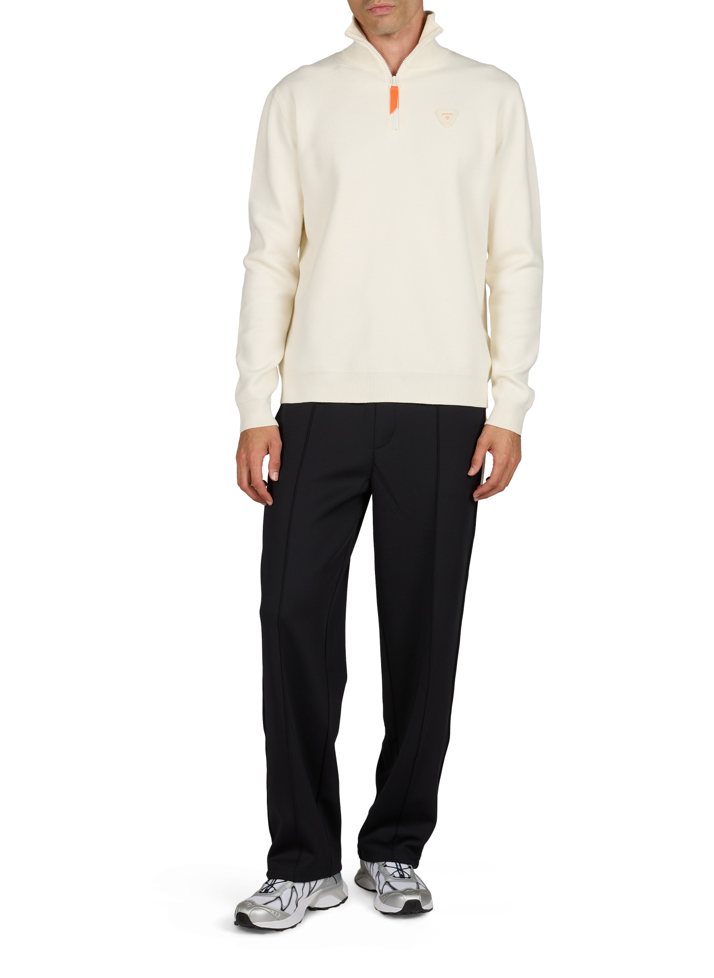 Straight fit high-neck zip-up sweatshirt with logo | Beige GERTRUDE Men