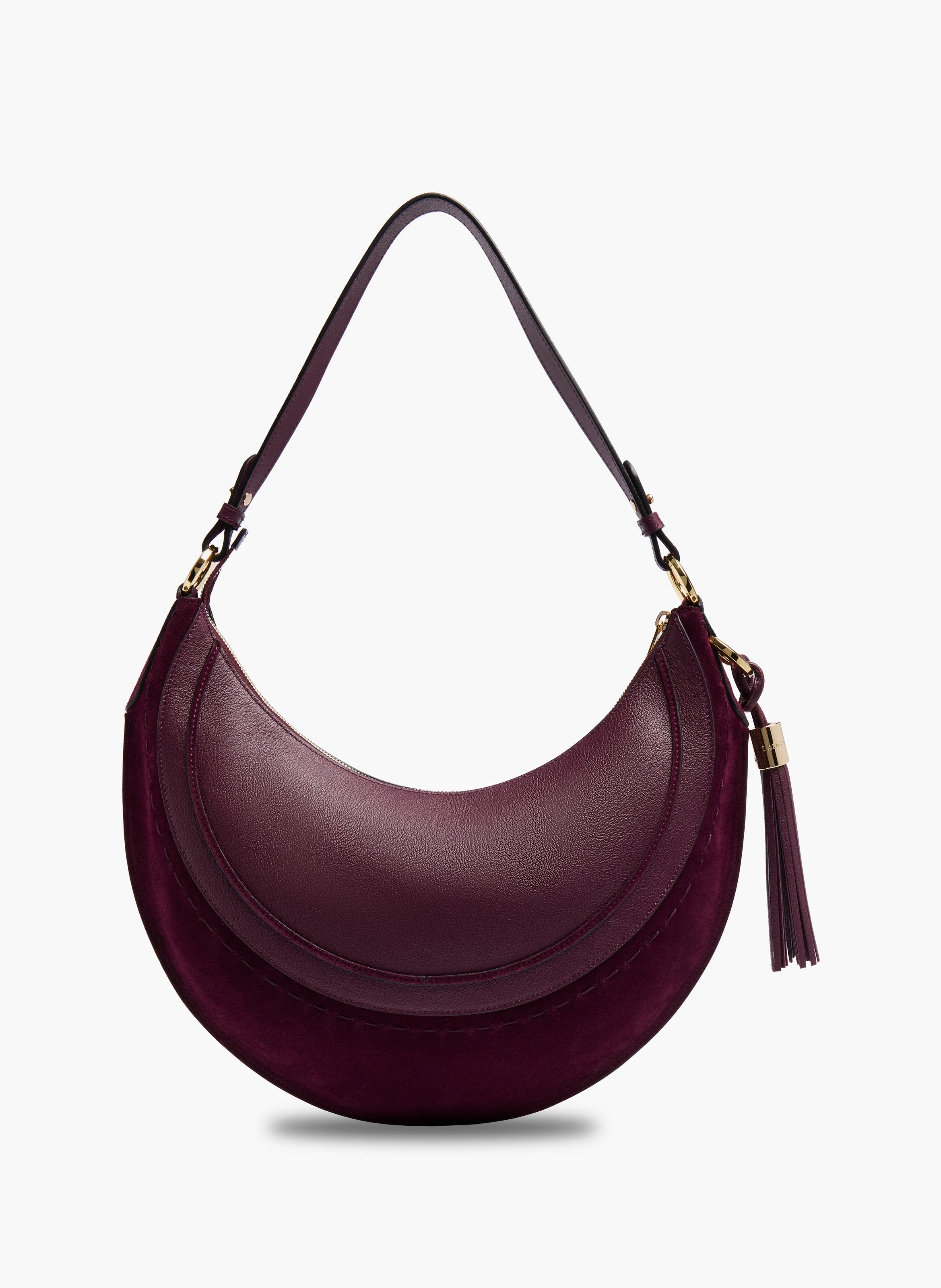 Sac hobo hoboheme de lancel en animation suede : cuirs de vachette suede & graine LANCEL Violet